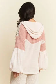Davi & Dani- Oversized Flower Patch Knit Top (Pink)