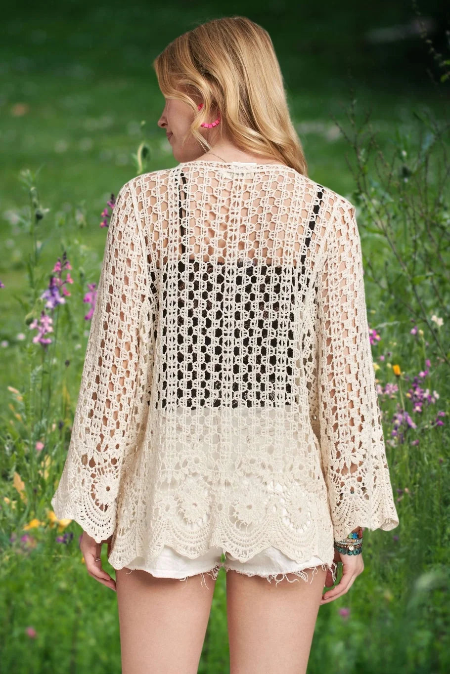 Scallop Hem Crochet Cardigan (Beige) *Final Sale*