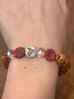 Matthew 6 Themed "Don't Worry"Birds and Lillies Bead Bracelet