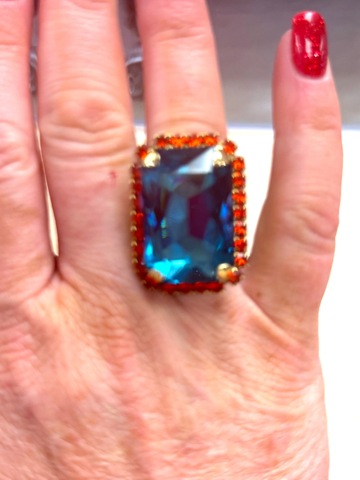Mini Soleil Ring With Trim in Indicolite