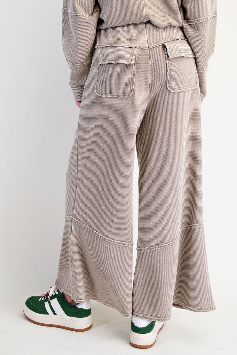 SALE Easel - TEXTURED MINEREAL WASHED BELLBOTTOM PANTS *Final Sale*