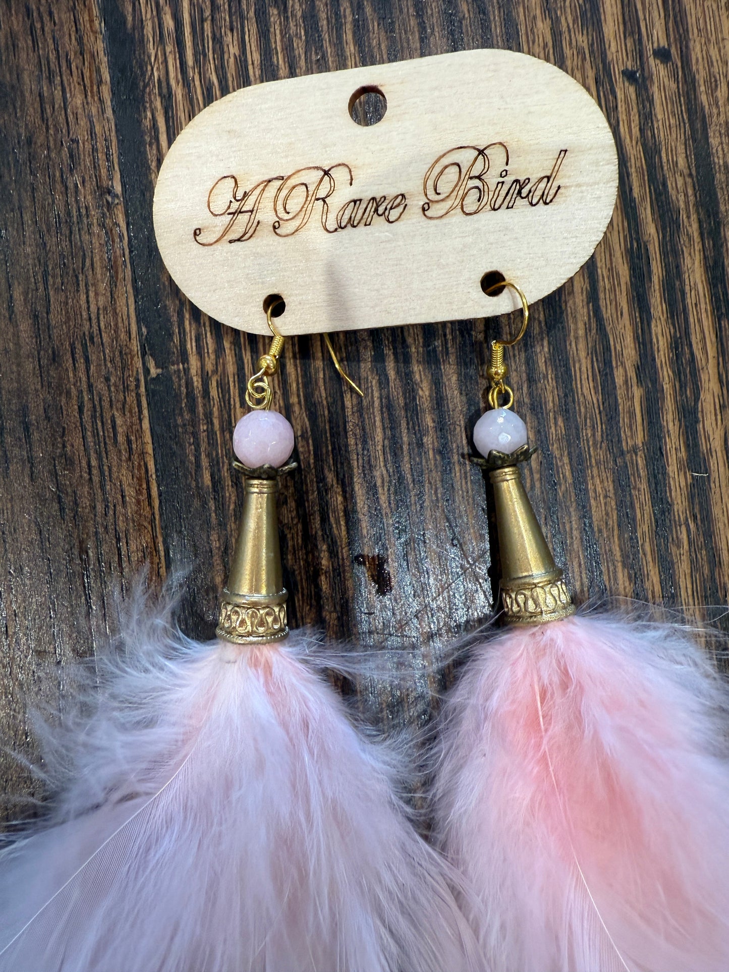 A Rare Bird-a Pale Pink Feather Earrings