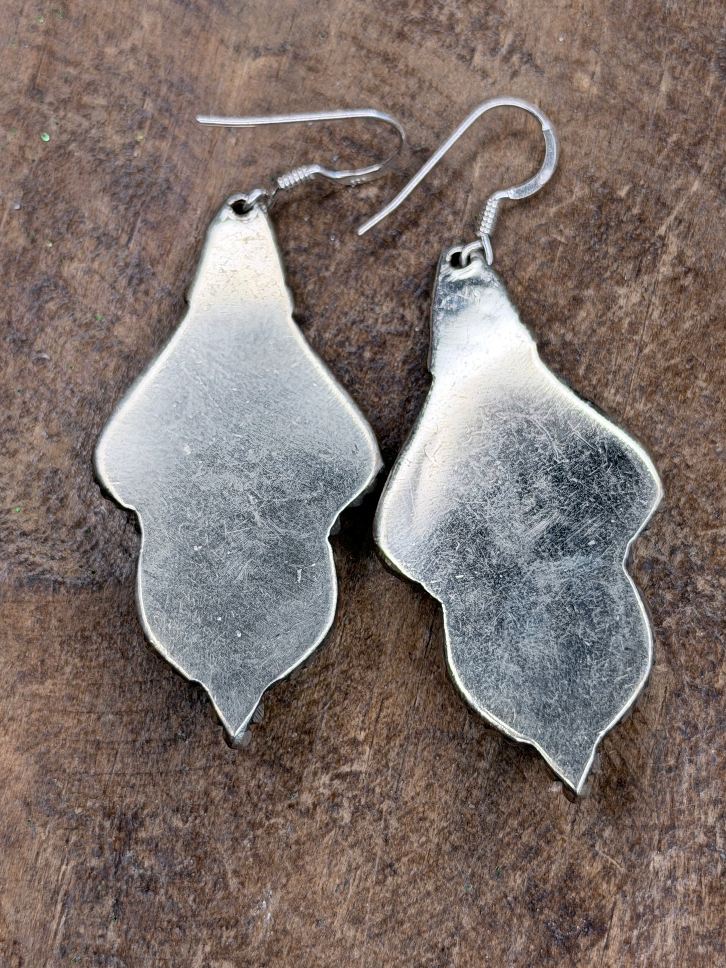 German Silver Blue Turquoise Chip Earrings