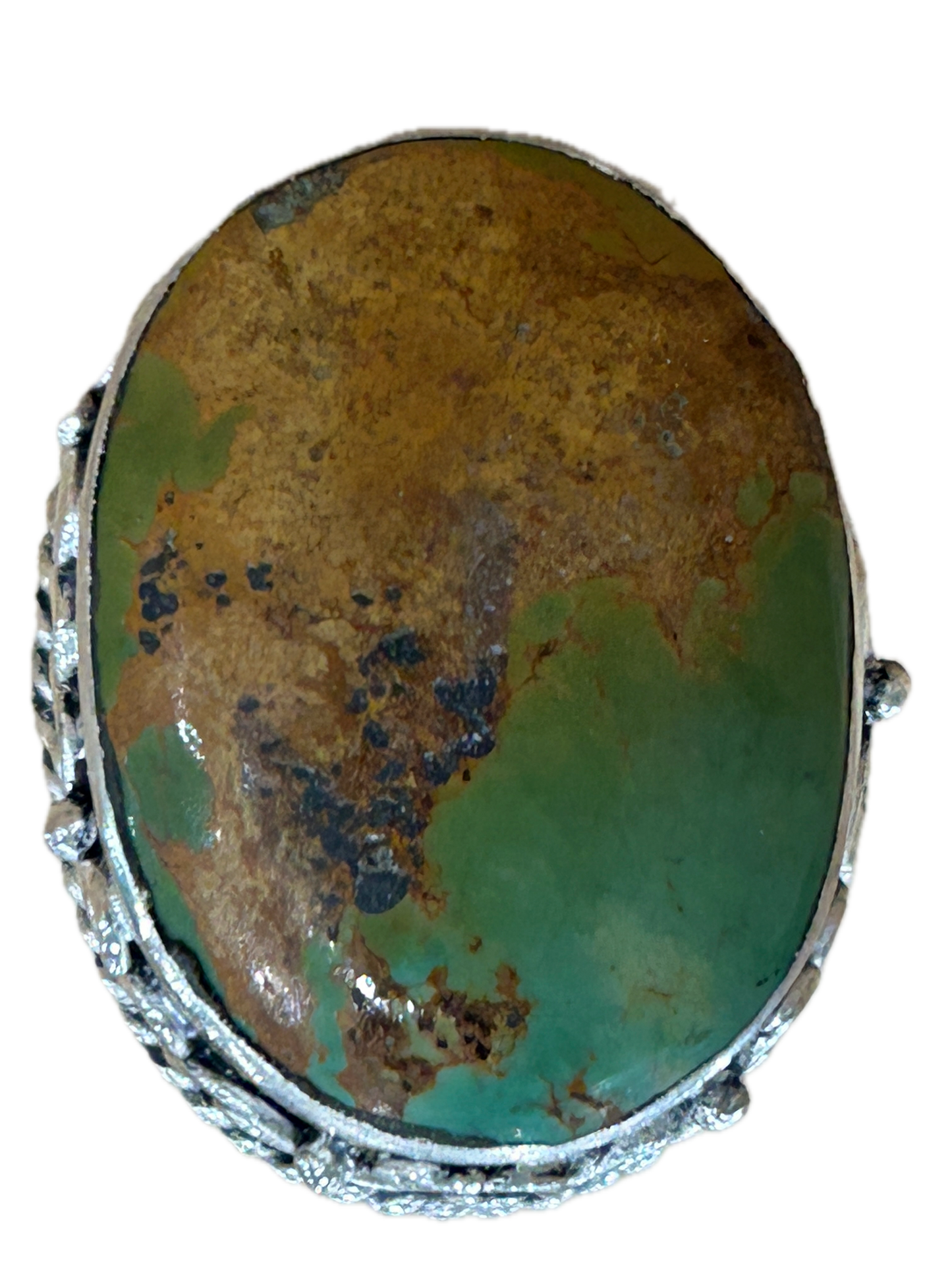 Medium Oval German Silver Turquoise Ring 2