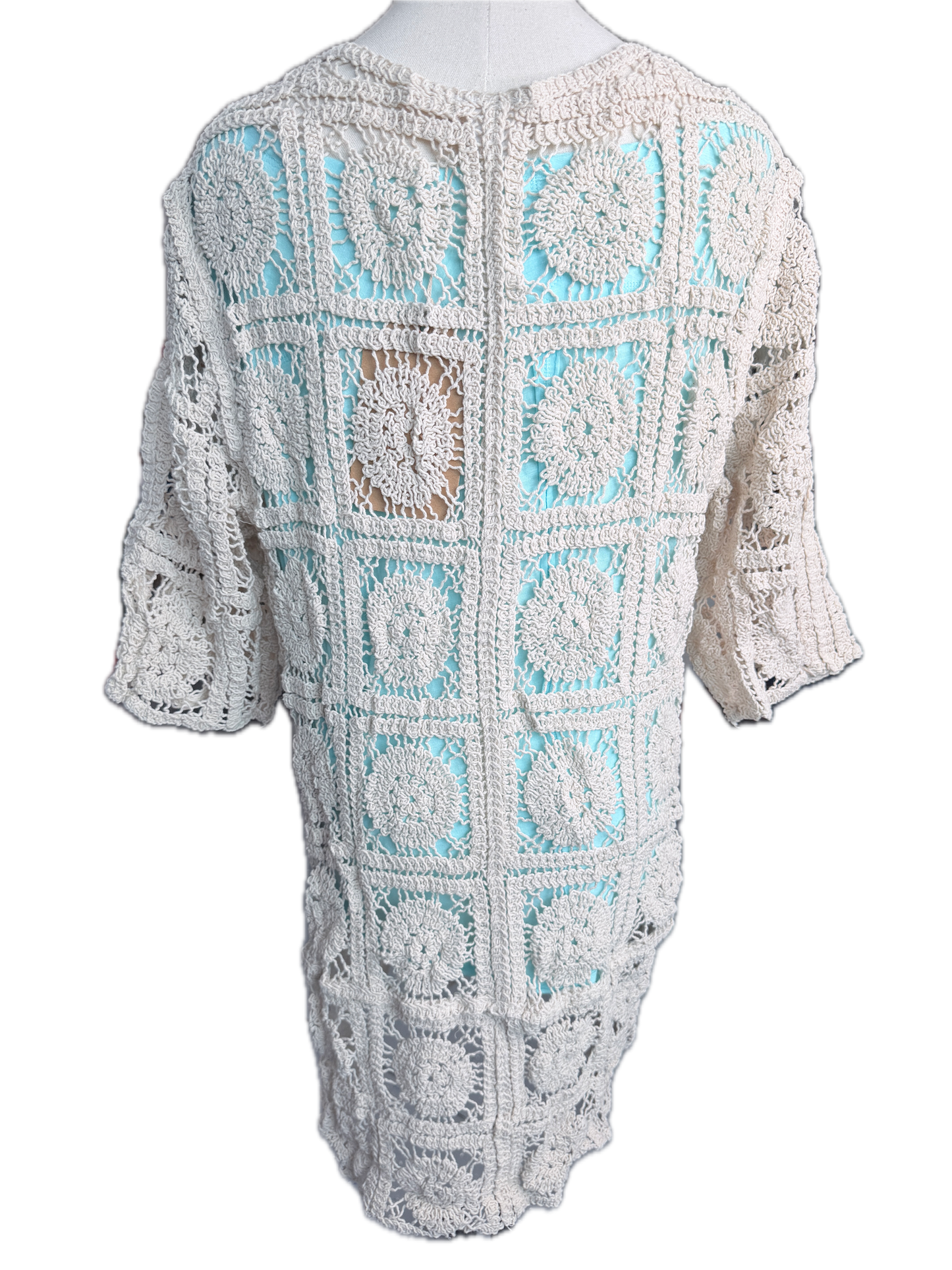 Medallion Crochet Square Cardigan (Beige)