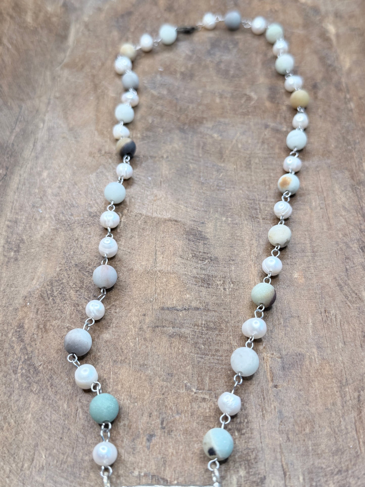 Soldered Aqua Terra Jasper Slab Necklace C