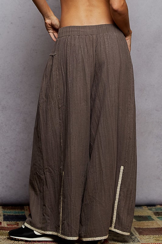 POL Side Ruffle Wide Pant (Charcoal) *Final Sale*