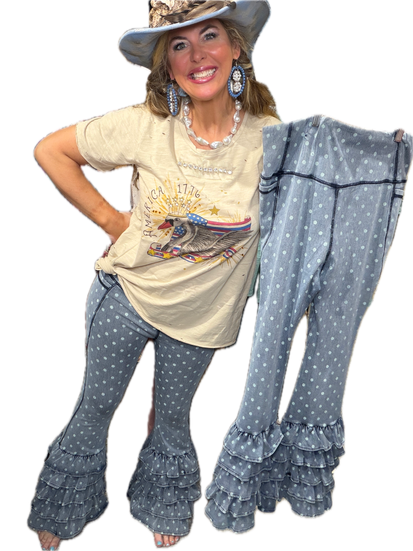 A Rare Bird- Polka Dot Leggings (Blue)