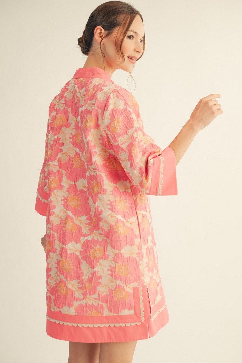 Jodifl- Lovely Floral Jacquard Dress (Flamingo) *Final Sale*
