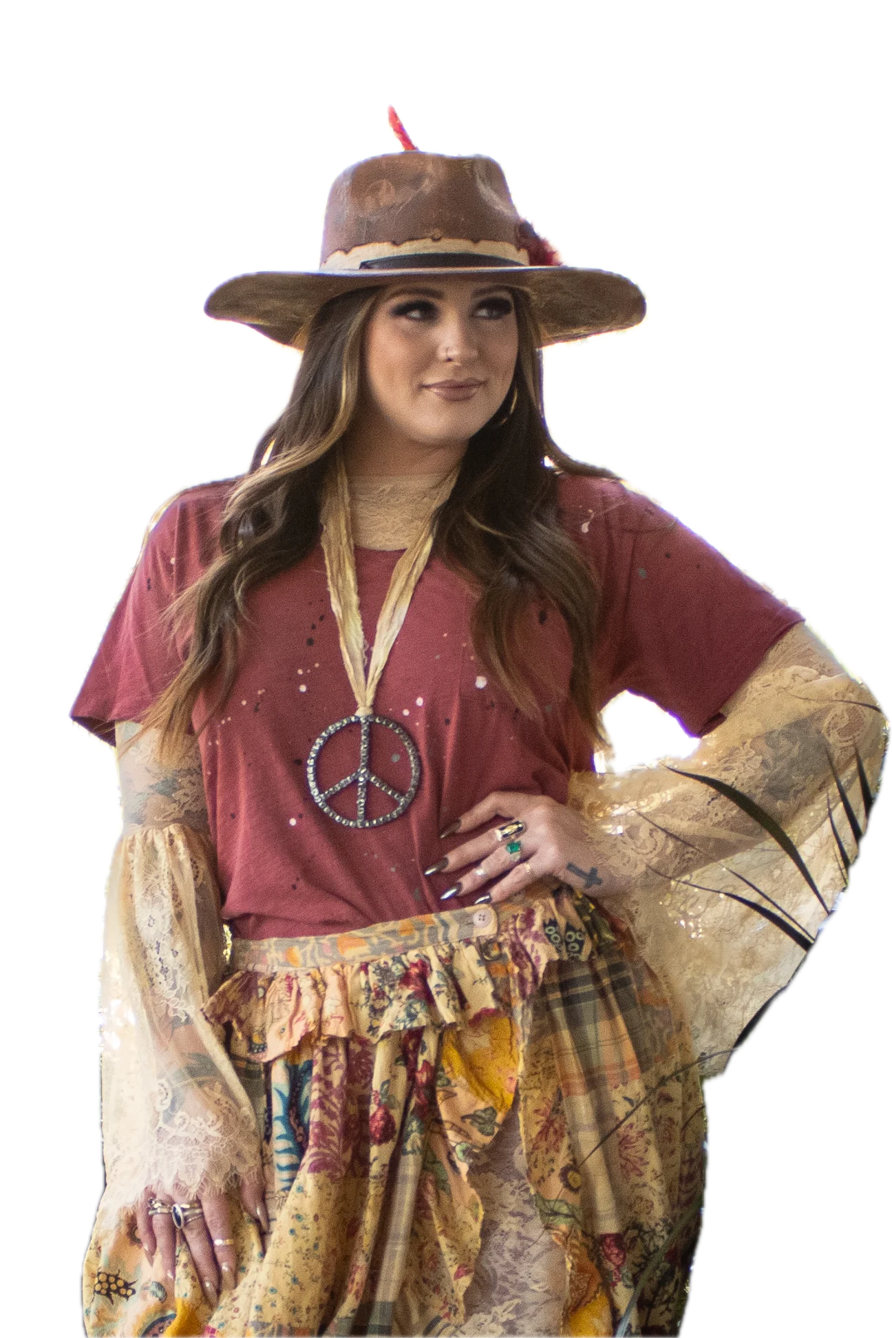 Jaded Gypsy- Moon Dance Tee (Wine Splatter)