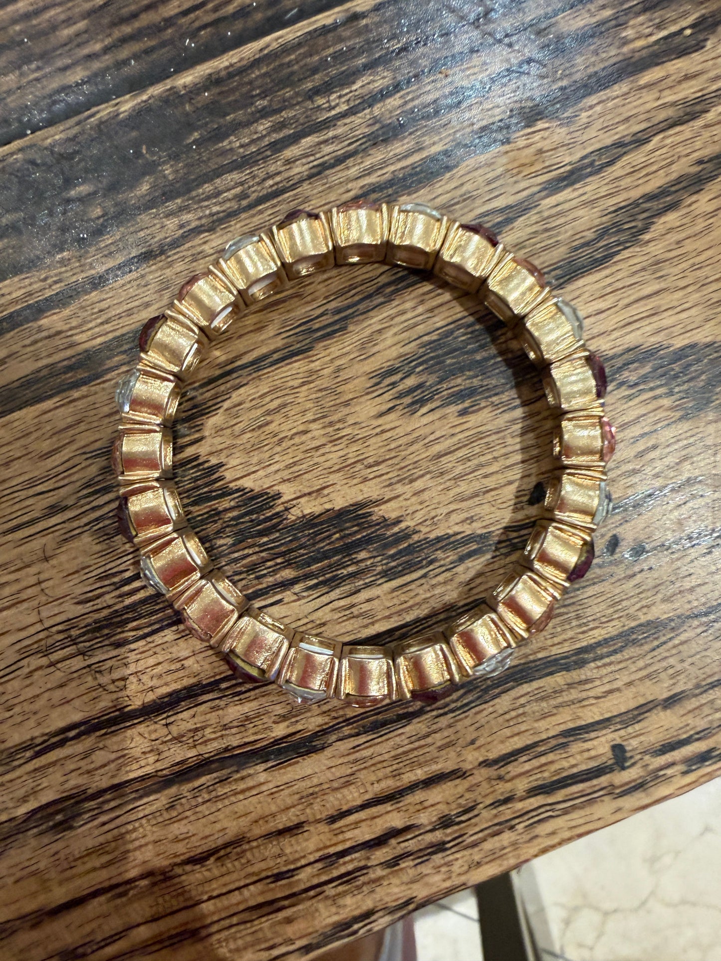 Pink Multi Crystal Stretch Bracelet
