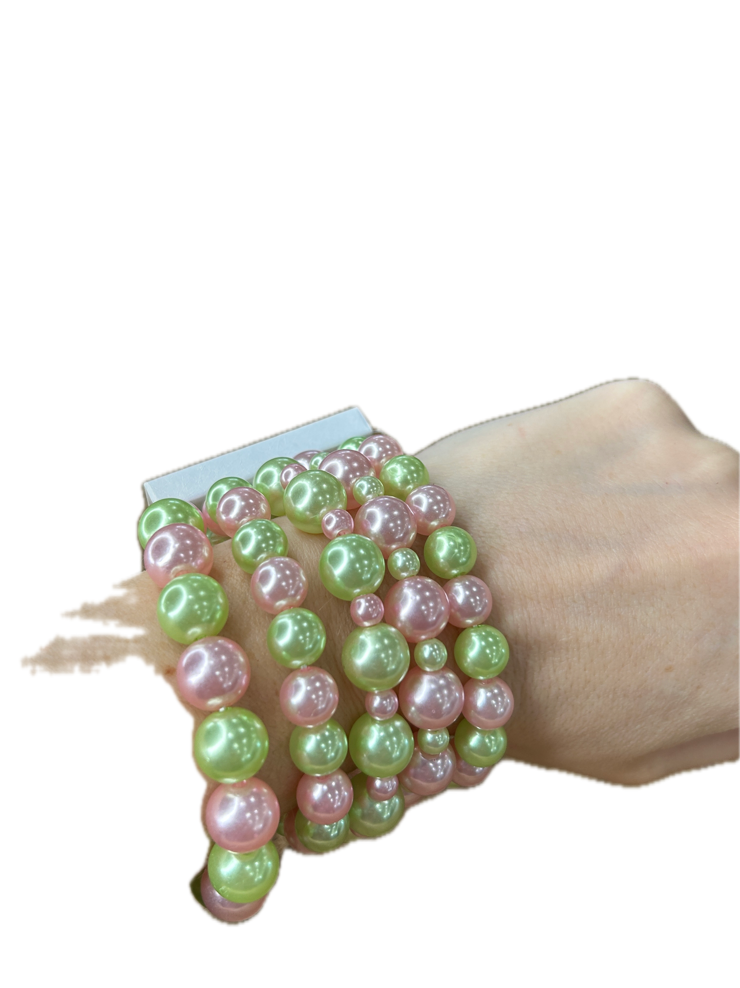 5 Strand Bracelet Stack (Pink and Green)
