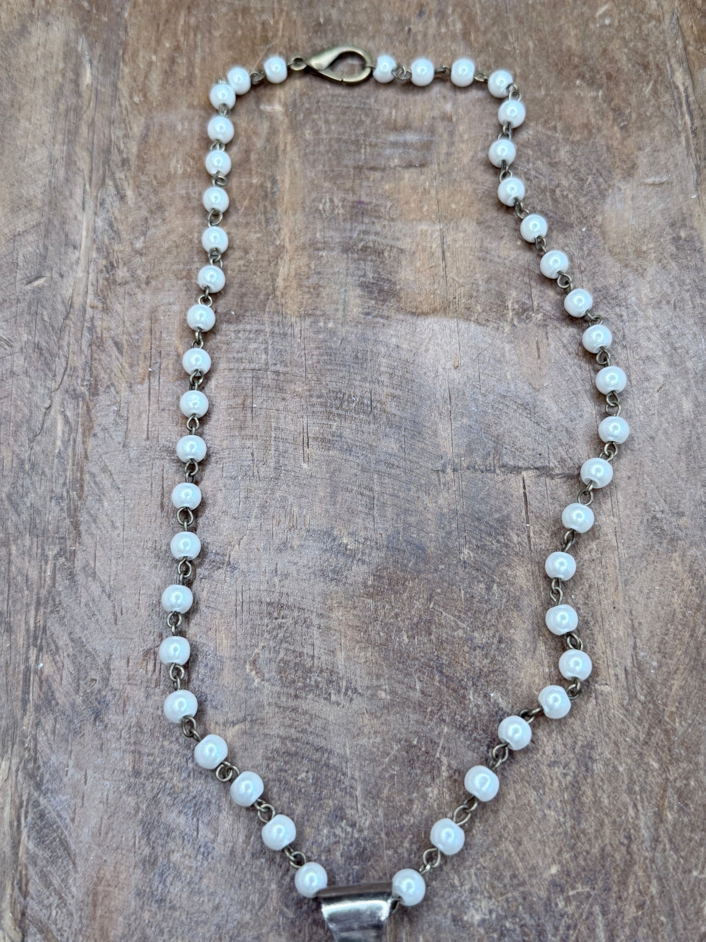 German Silver Bloodstone Heart Necklace