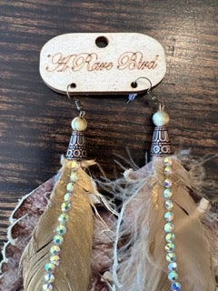 A Rare Bird- Layered Leather Feather Earrings