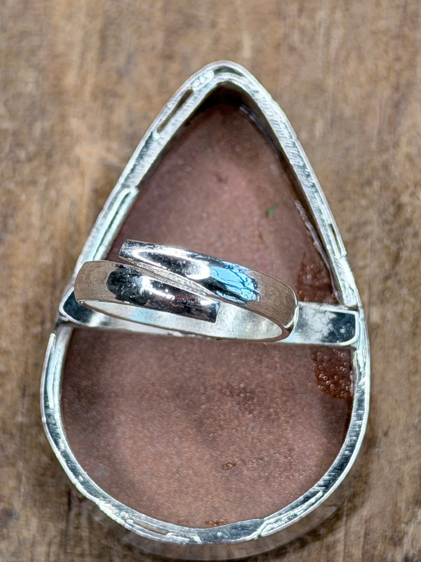 Claire German Silver Goldstone Teardrop Ring