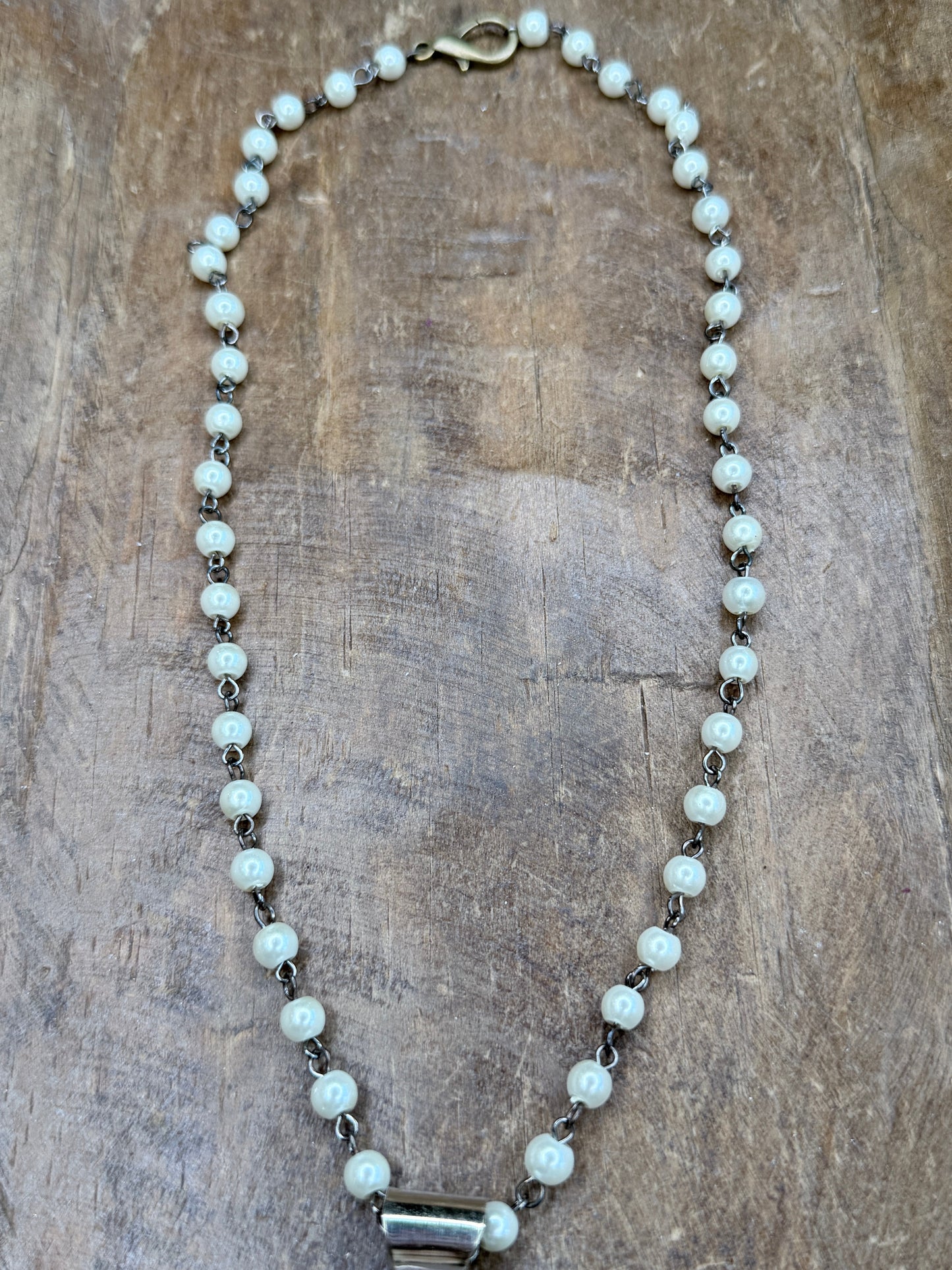 German Silver Embellished Rose Quartz Necklace