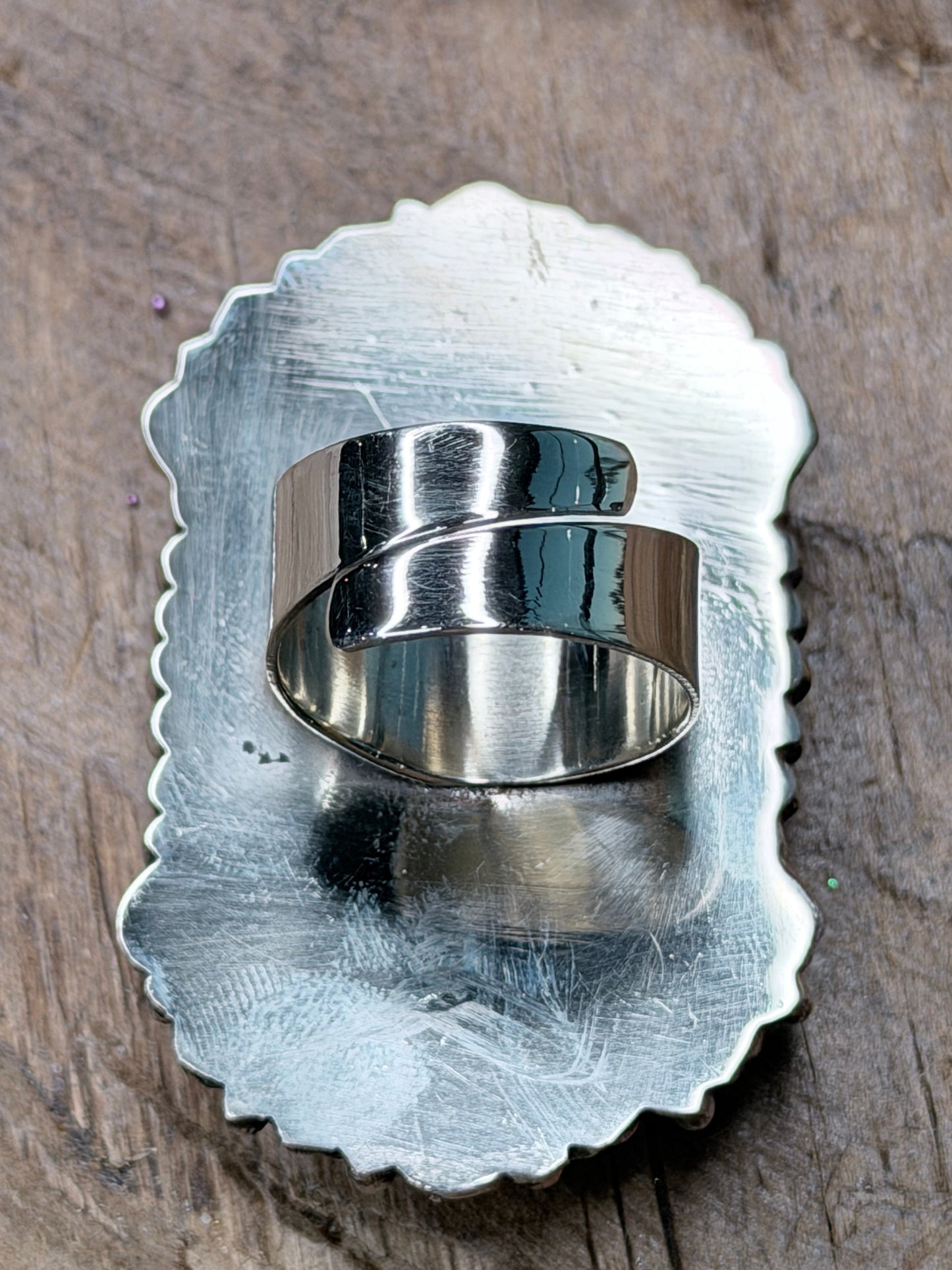 German Silver Blue Turquoise Oval Ring