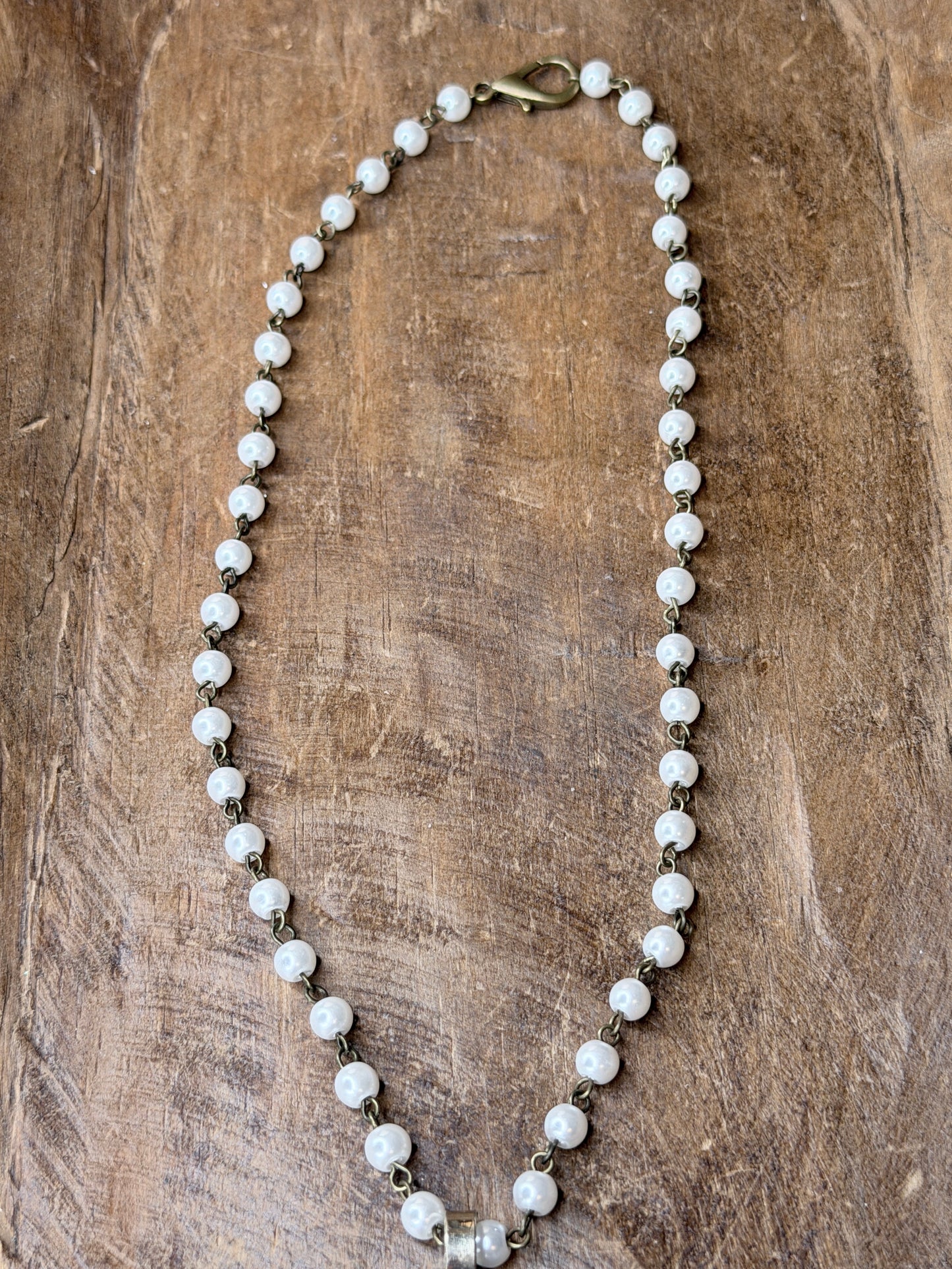 Tibetan Silver Dainty Turquoise and Pearl Flower Necklace