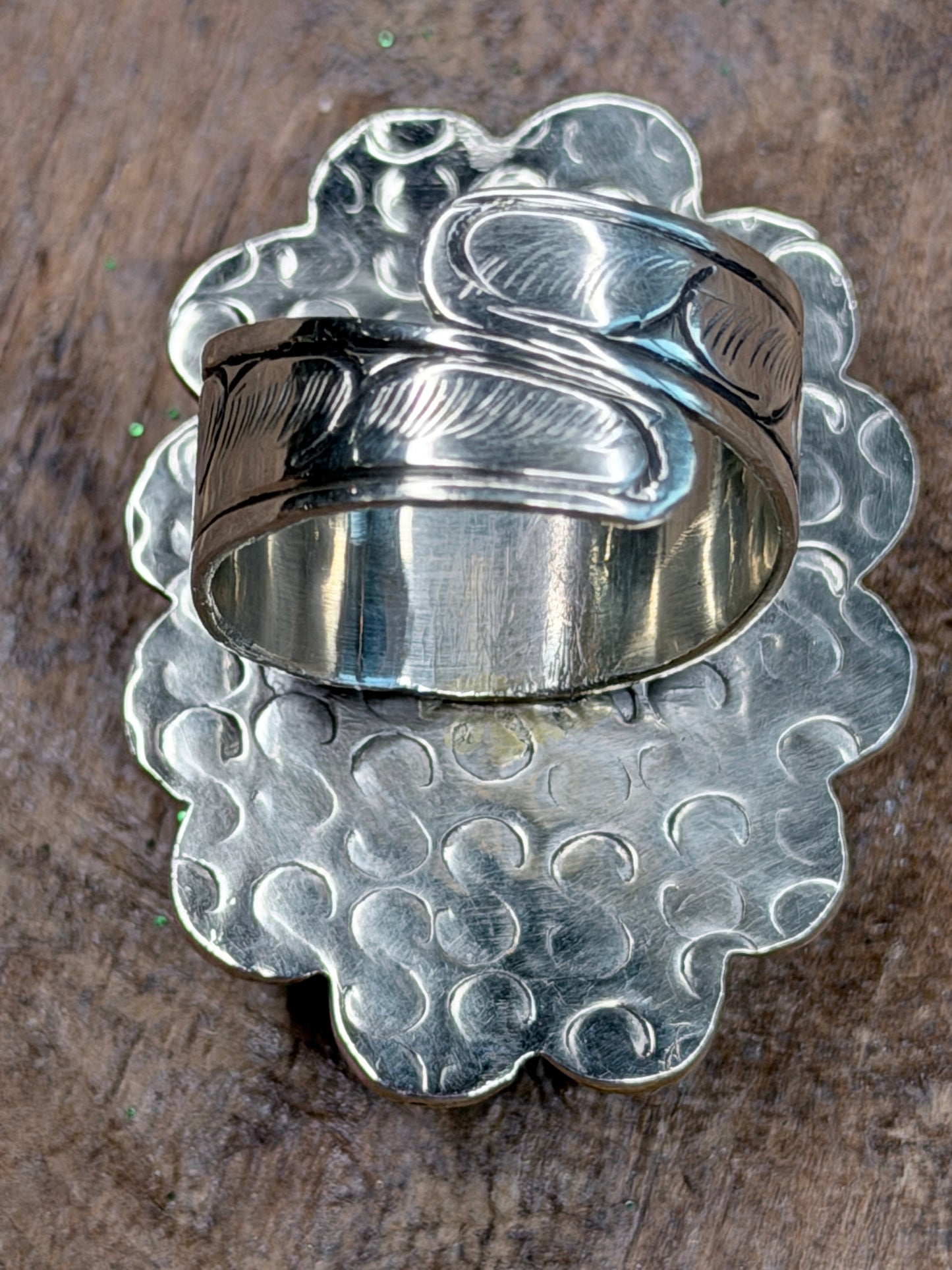Tibetan Silver Abalone Shell Oval Ring