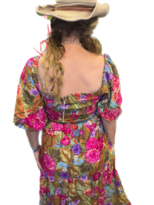 Oddi- Floral Printed Bubble Maxi Dress (Olive Garden)
