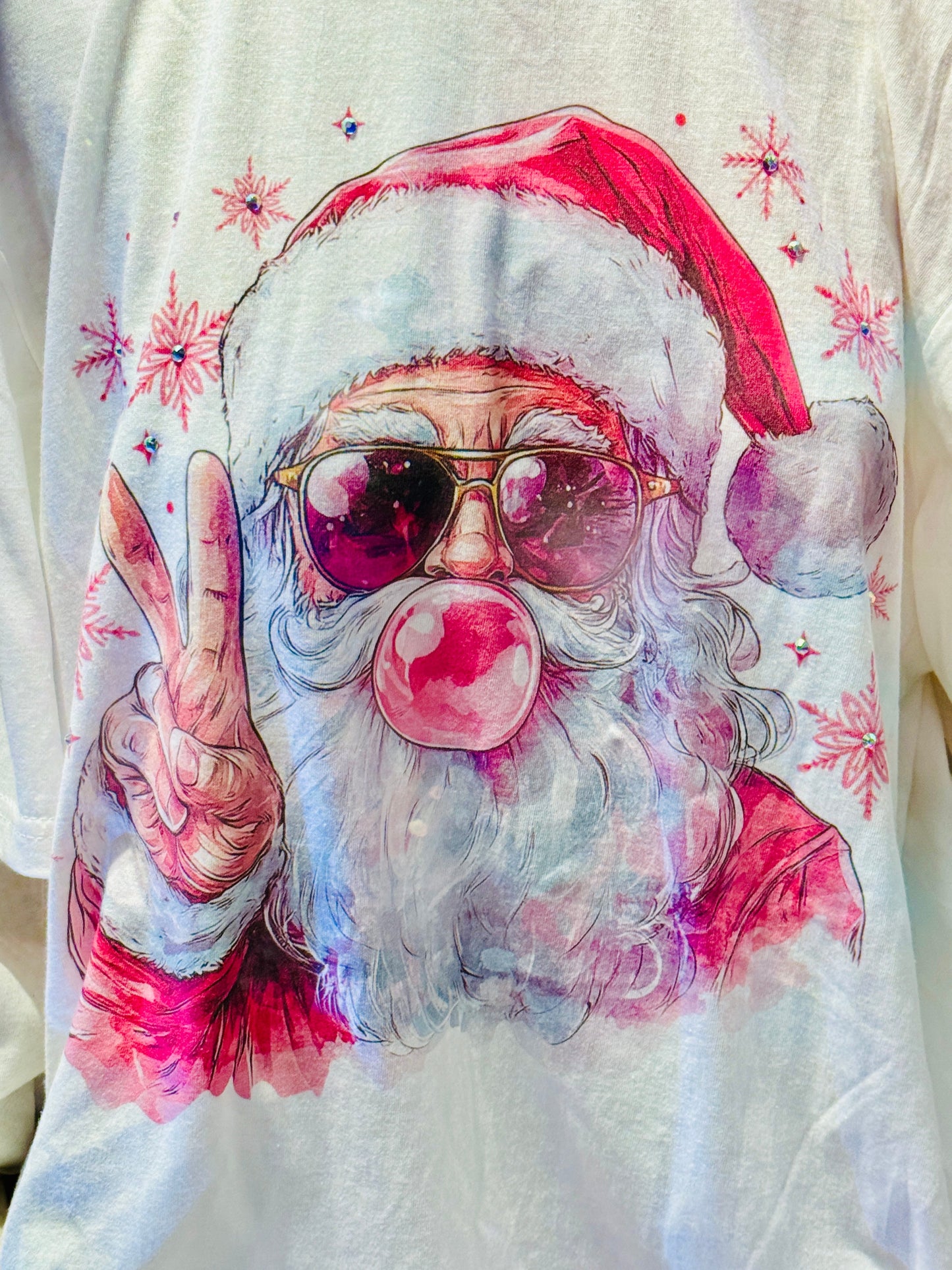 Sparkly Pink Bubble Santa Tee