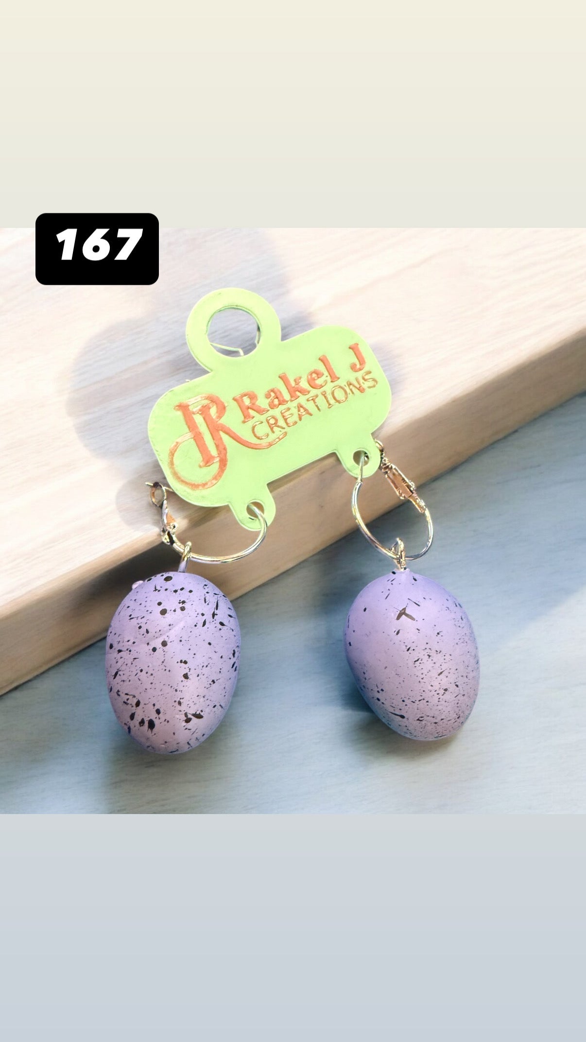 167 Rakel J Creations- Speckled Egg Earrings (Purple)
