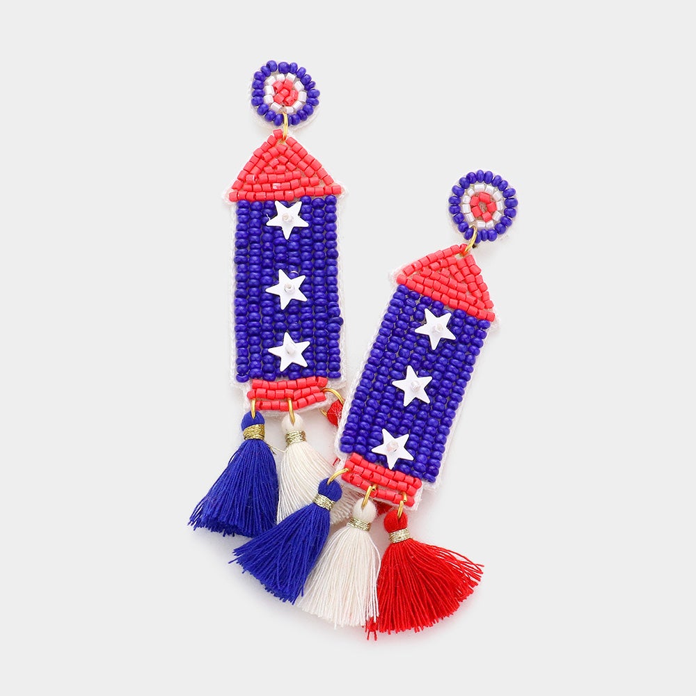 Red, White, and Blue Rocket Earrings (Firework)