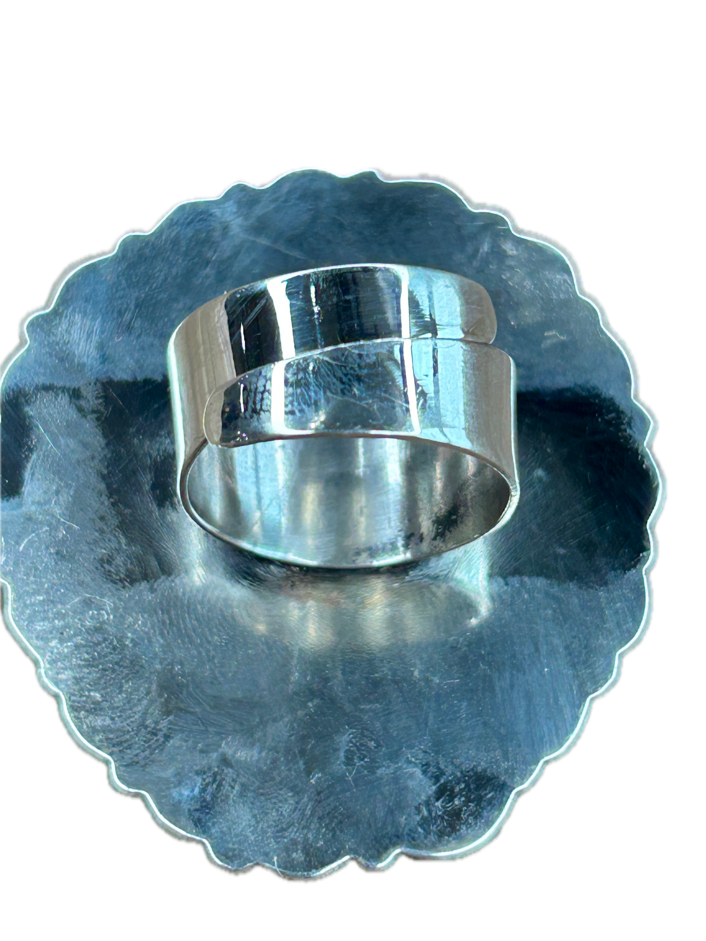 German Silver Banded Green Agate Ring