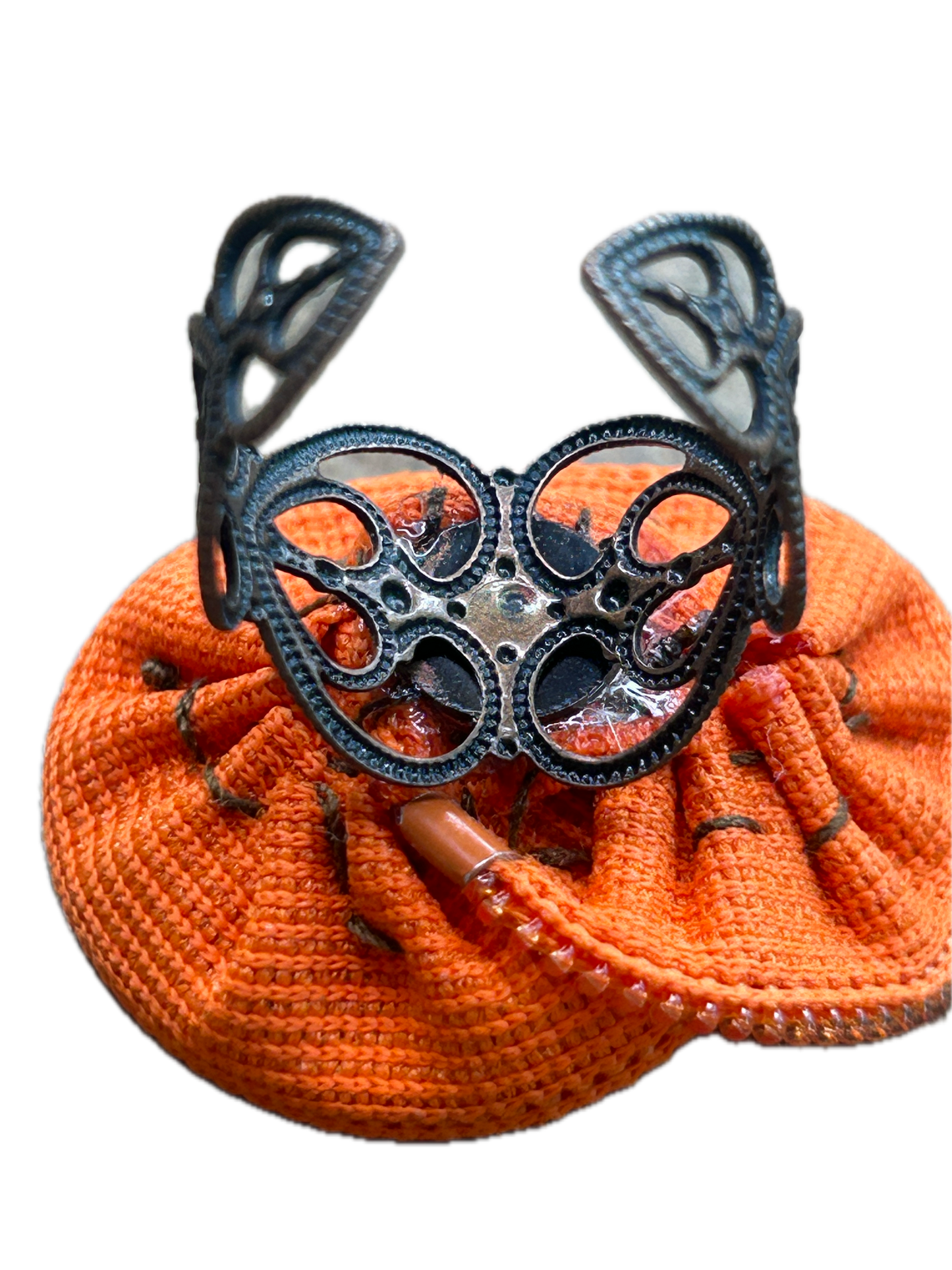 Orange Zipper Rose Ring
