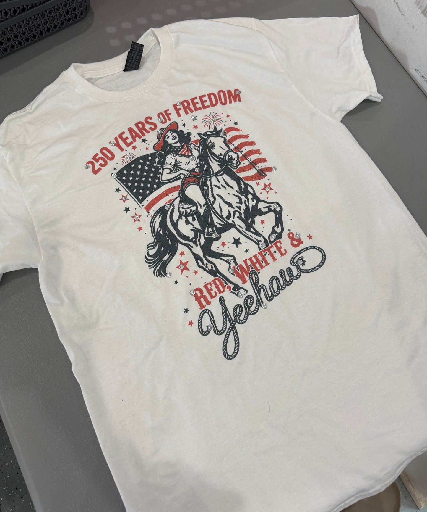 Red, White, and Yeehaw T-Shirt (Christy Cut) (Bling) - ERR Original *Final Sale*