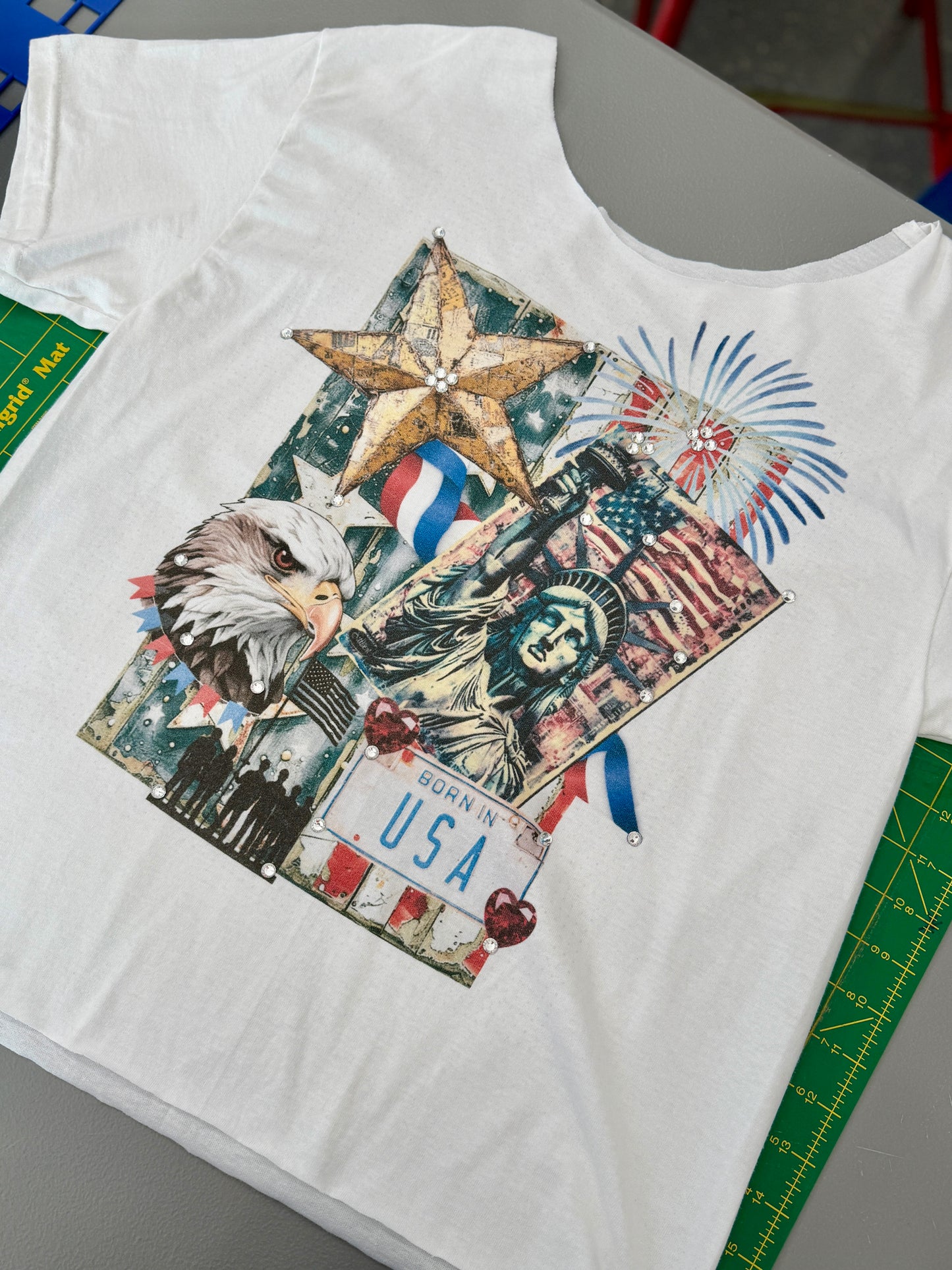 Born In The USA T-Shirt (Christy Cut) (Bling) - ERR Original *Final Sale*