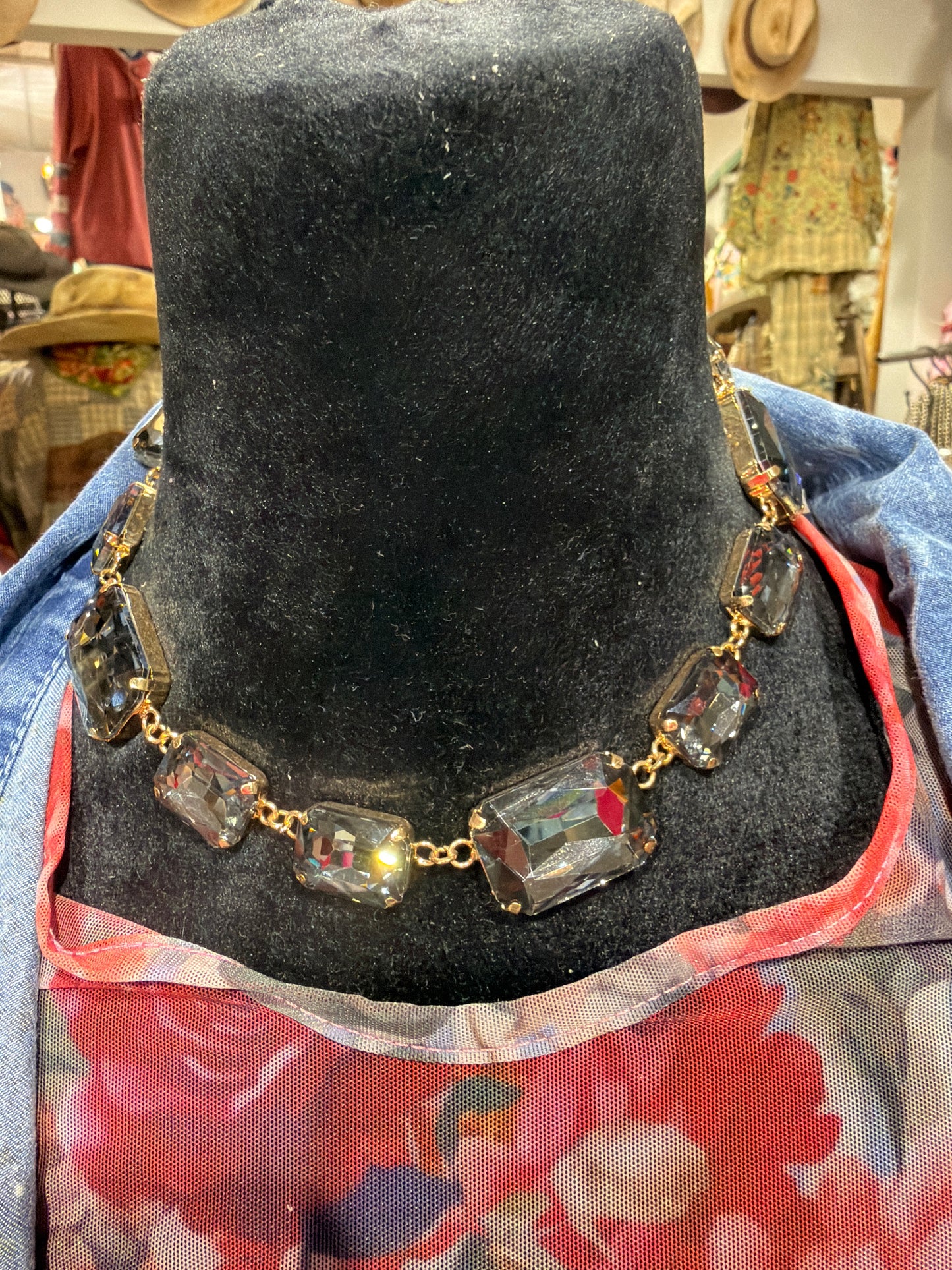 SALE A Rare Bird- Single Strand Brilliant Rhinestone Necklace (Smoke)