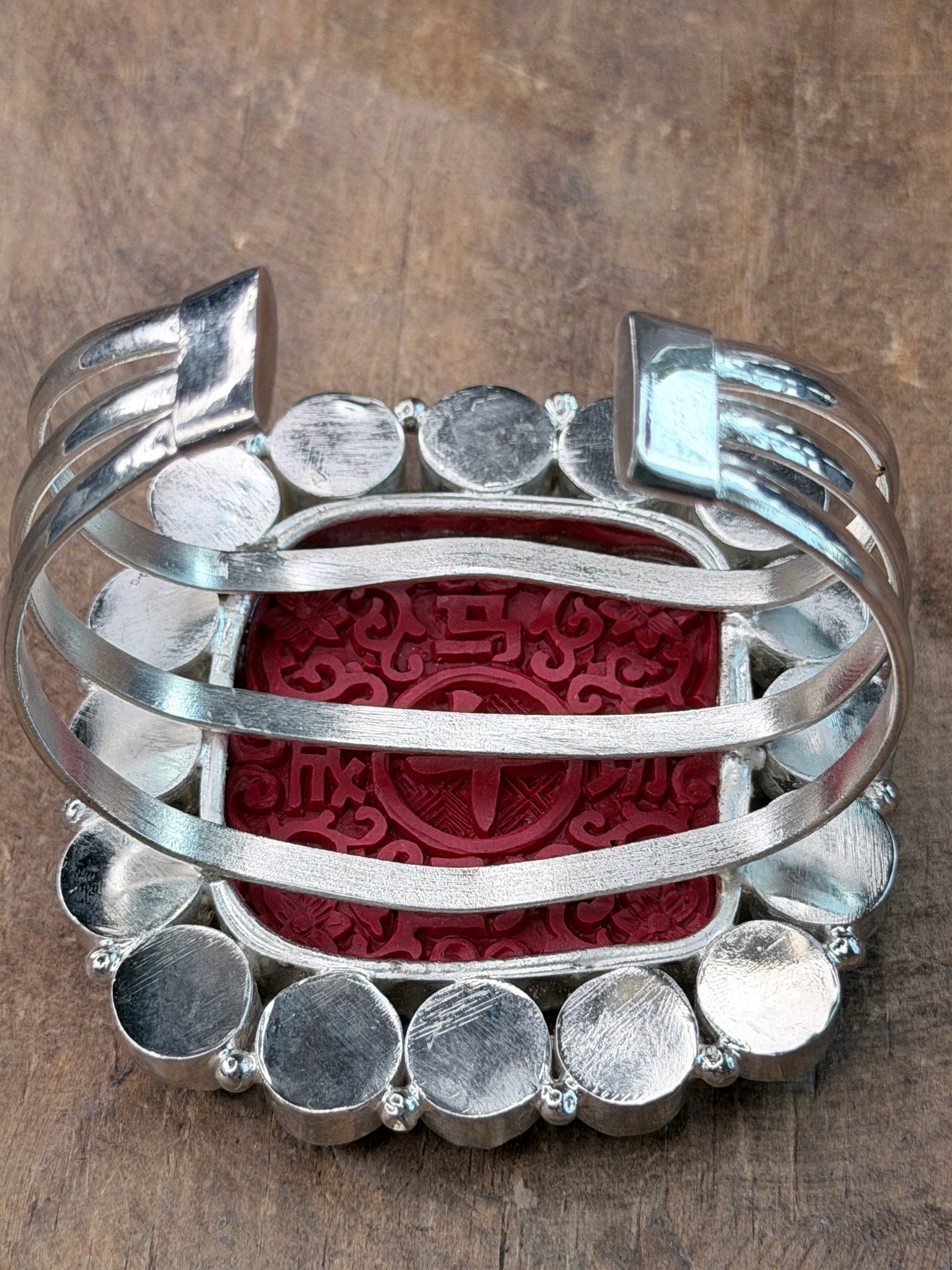 Bella German Silver Carved Horse and Pearl Cuff