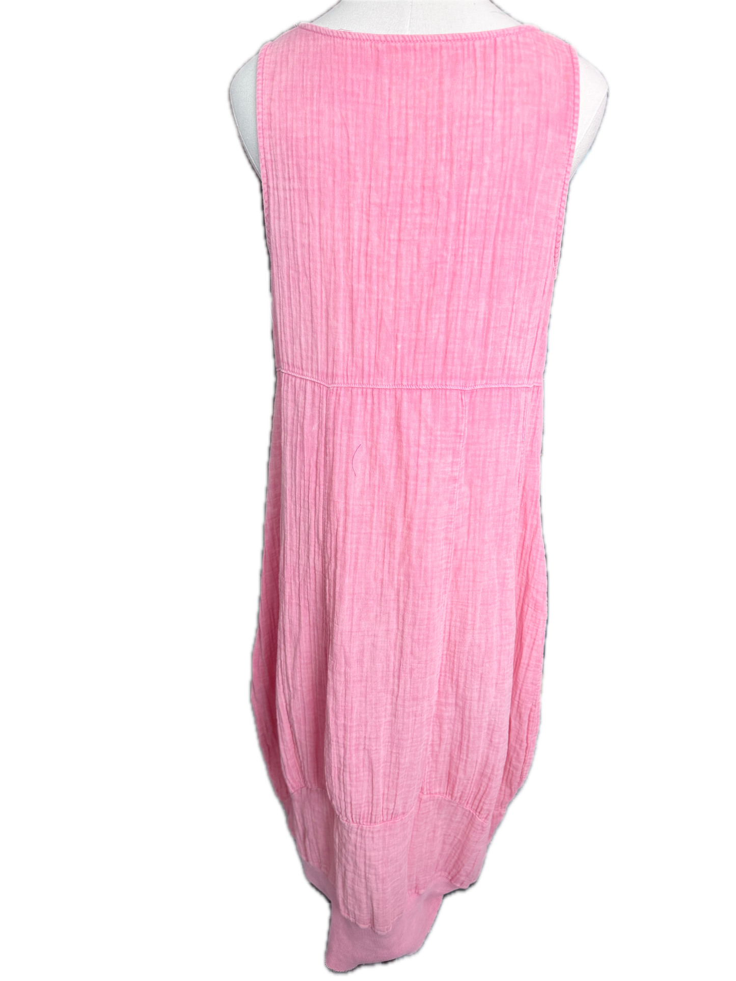 I Love Linen- Long Cotton Tank Dress (Pink)