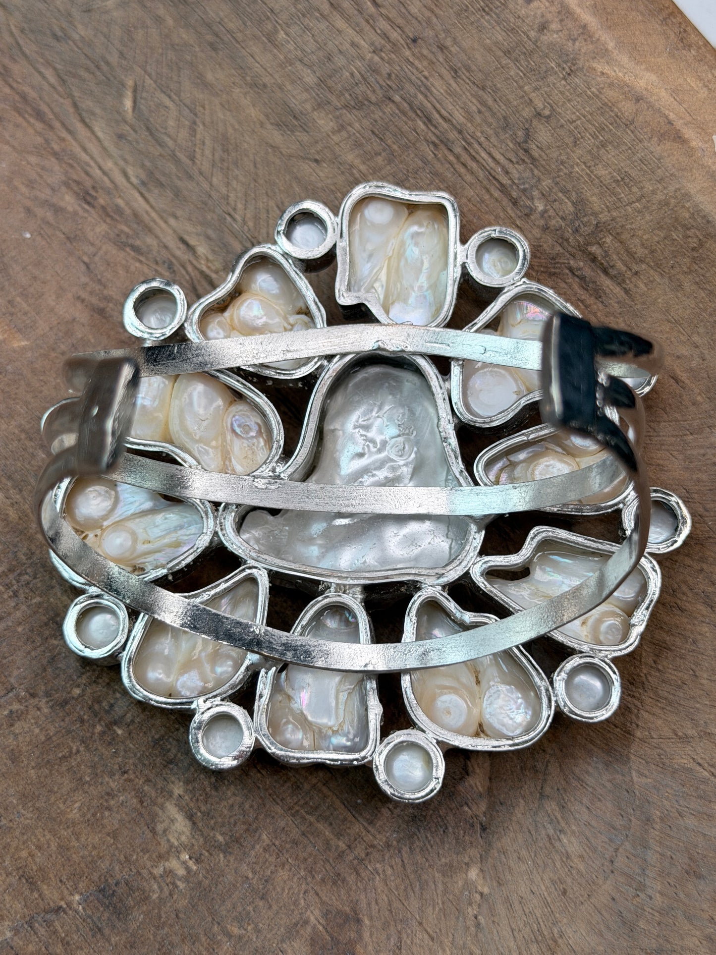 Bree German Silver Baroque Pearl Cluster Cuff