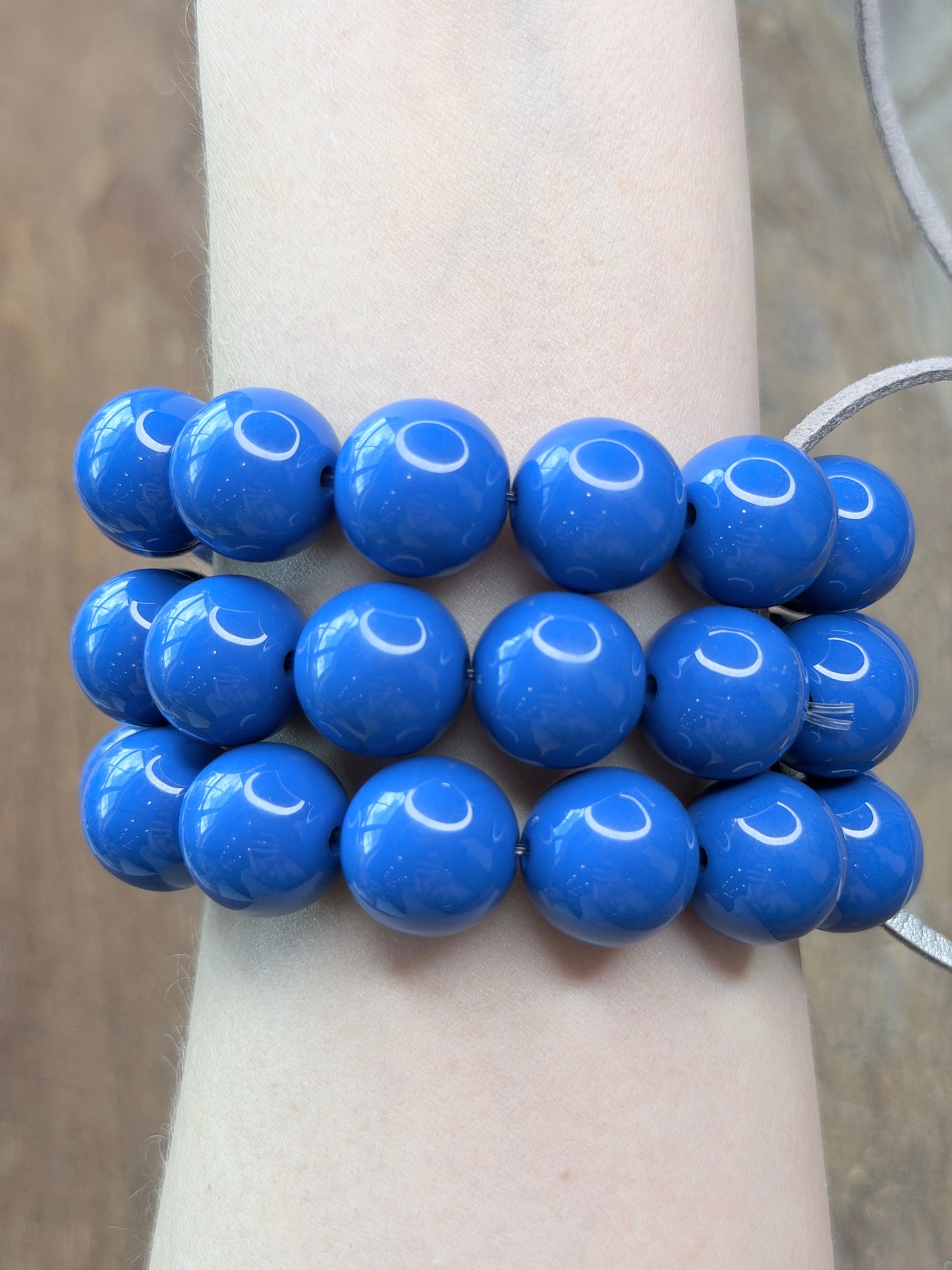 3-Stack Blue Beaded Bracelet