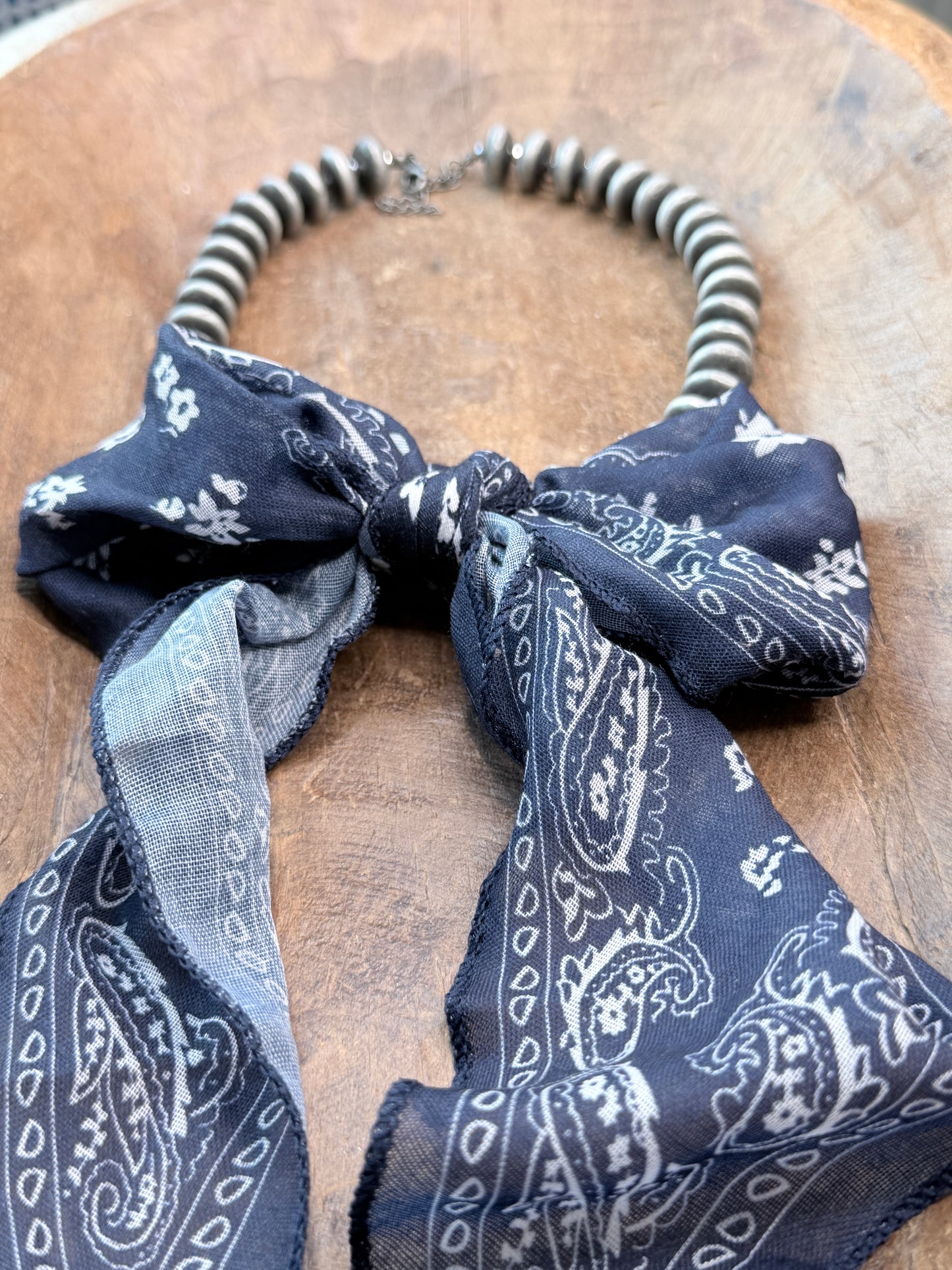 Wrapped In Style Necklace (Navajo and Denim Paisley)- Indigo Blue
