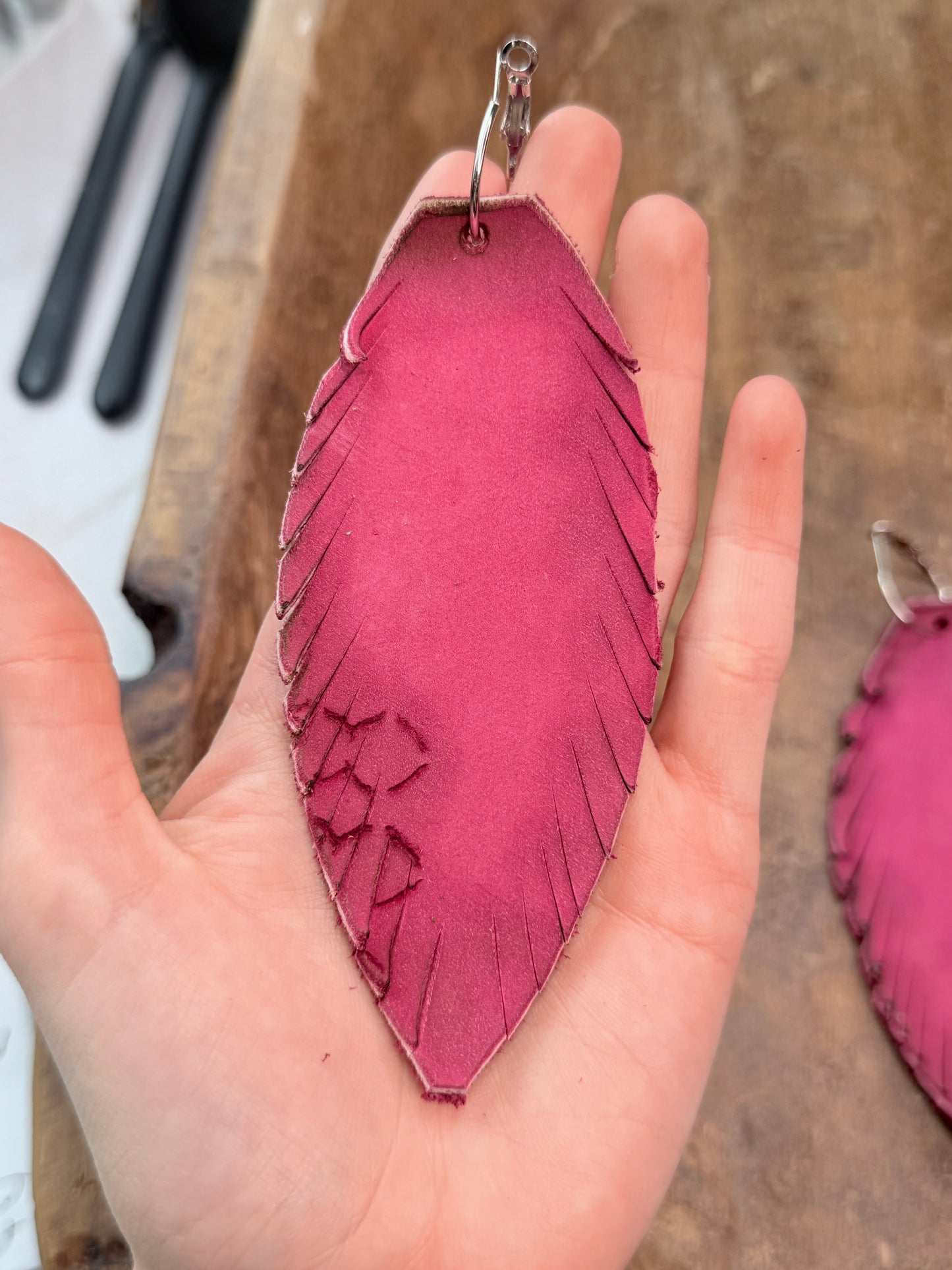 A Rare Bird- Leather Feather Earrings (Mauve)