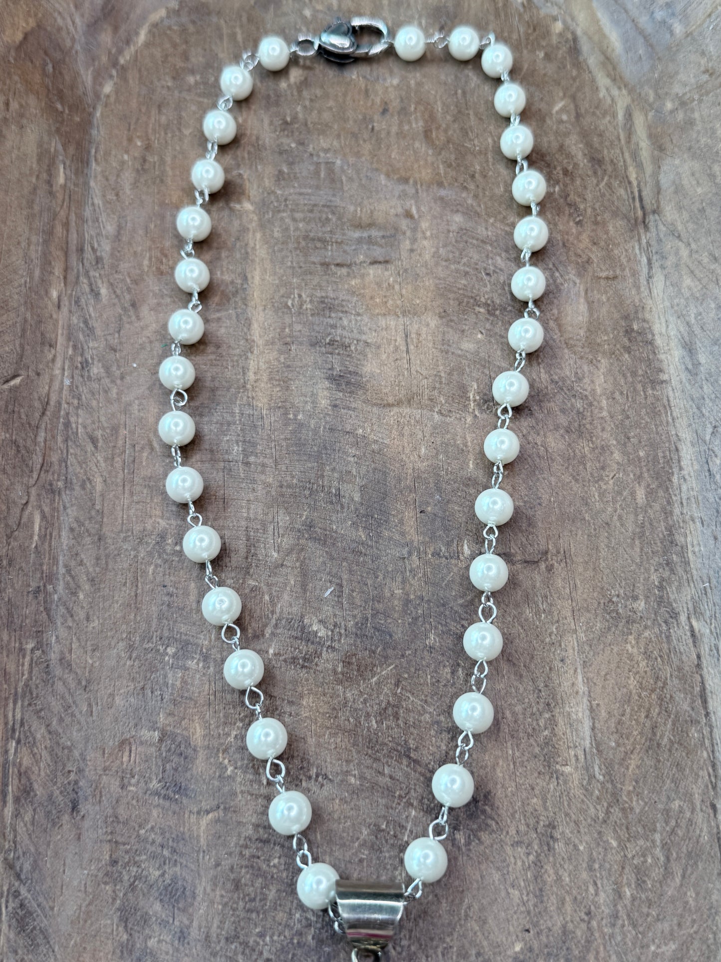 German Silver Pink Druzy Agate Teardrop Necklace