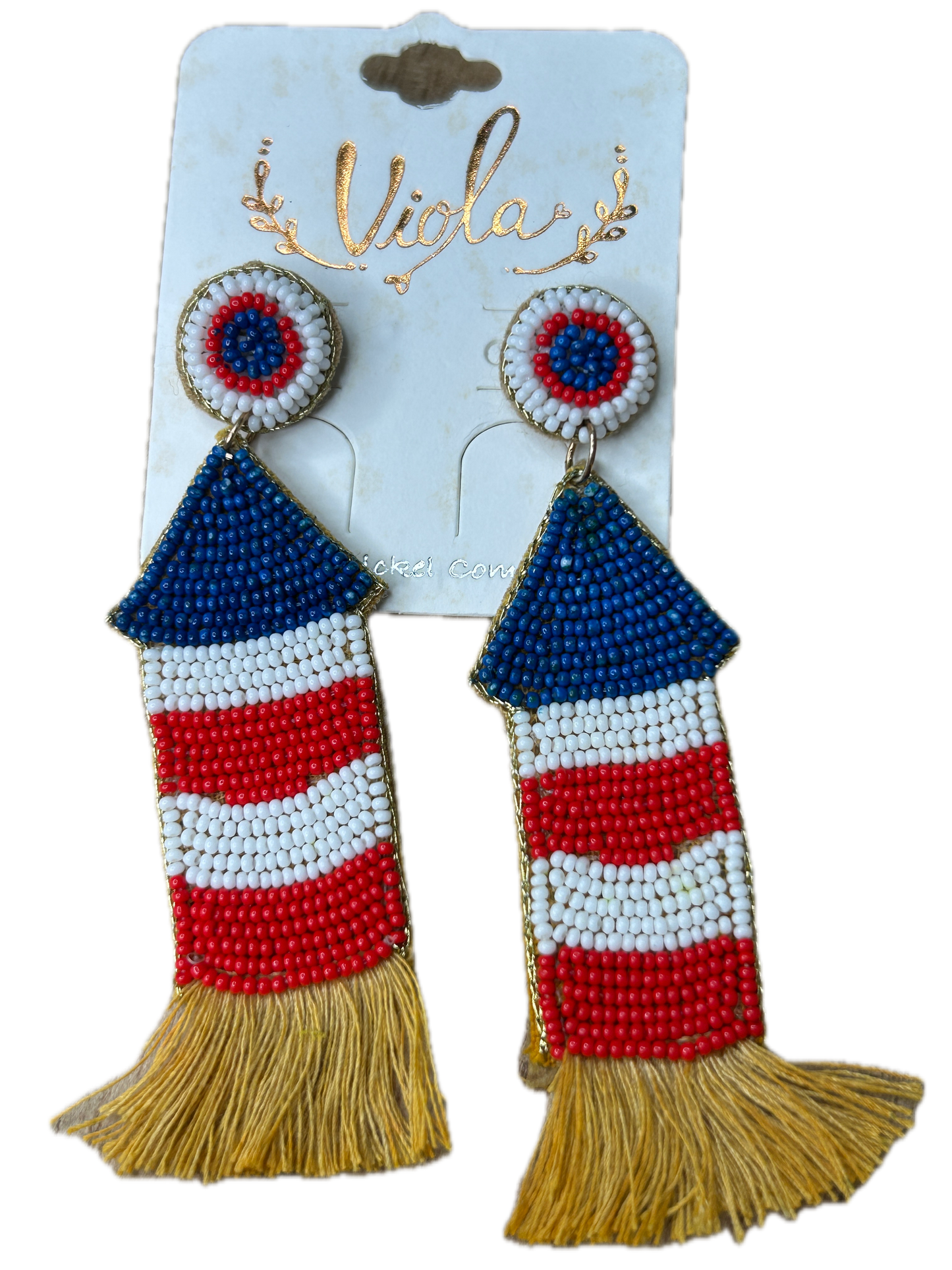 Beaded Fourth of July Firework Earrings