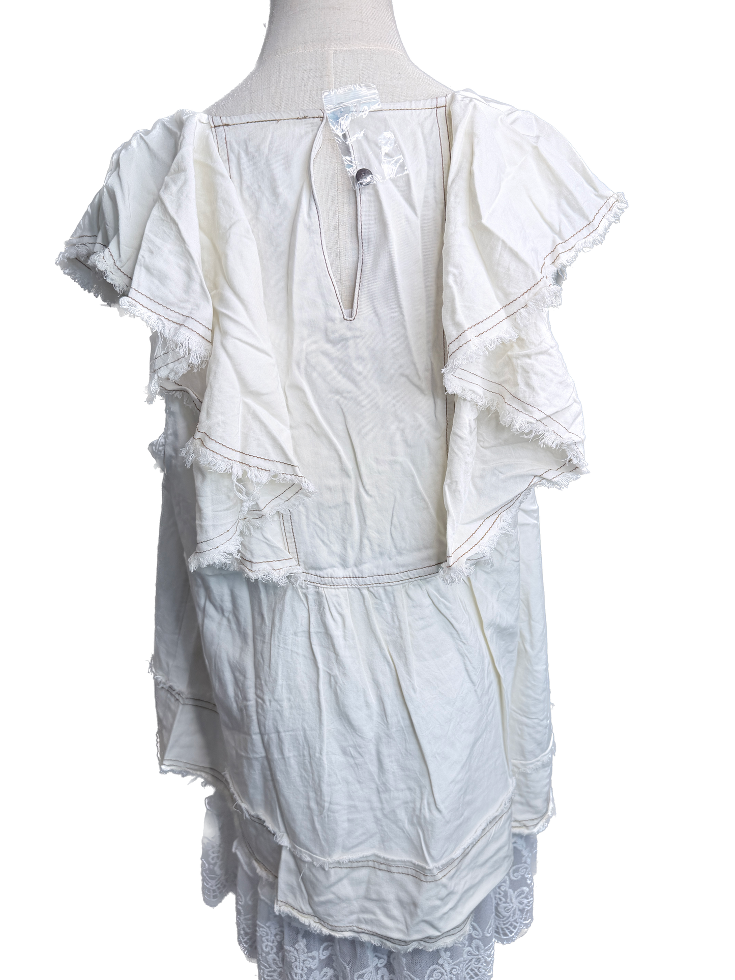 Oli & Hali- Washed Ruffle Collar Sleeveless Top (Cream)