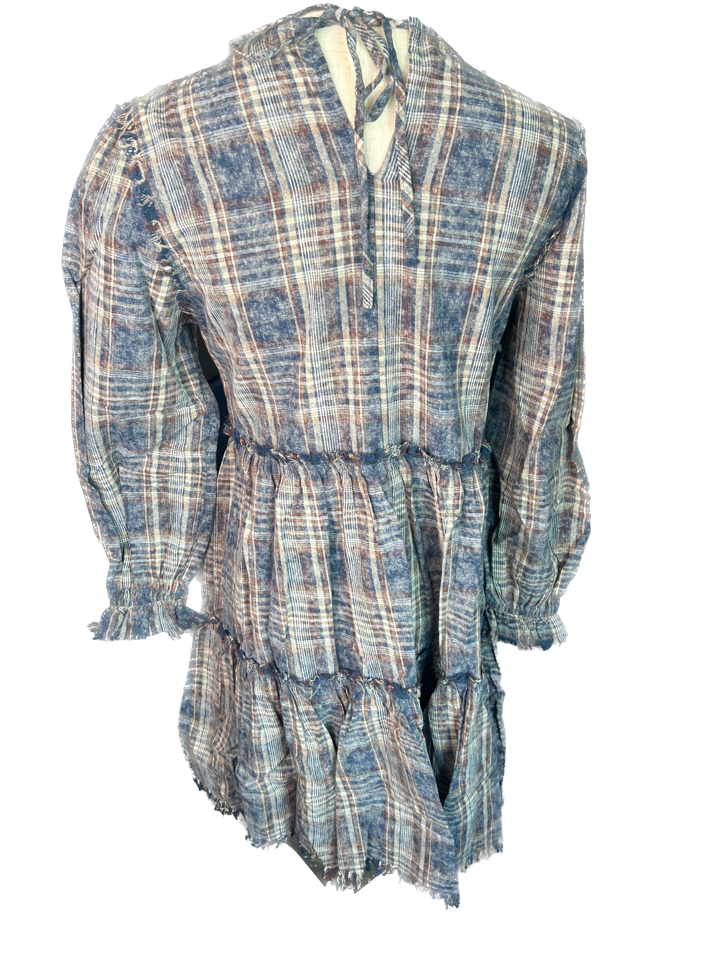 And The Why- Washed Tiered Plaid Dress (Blue) *Final Sale*