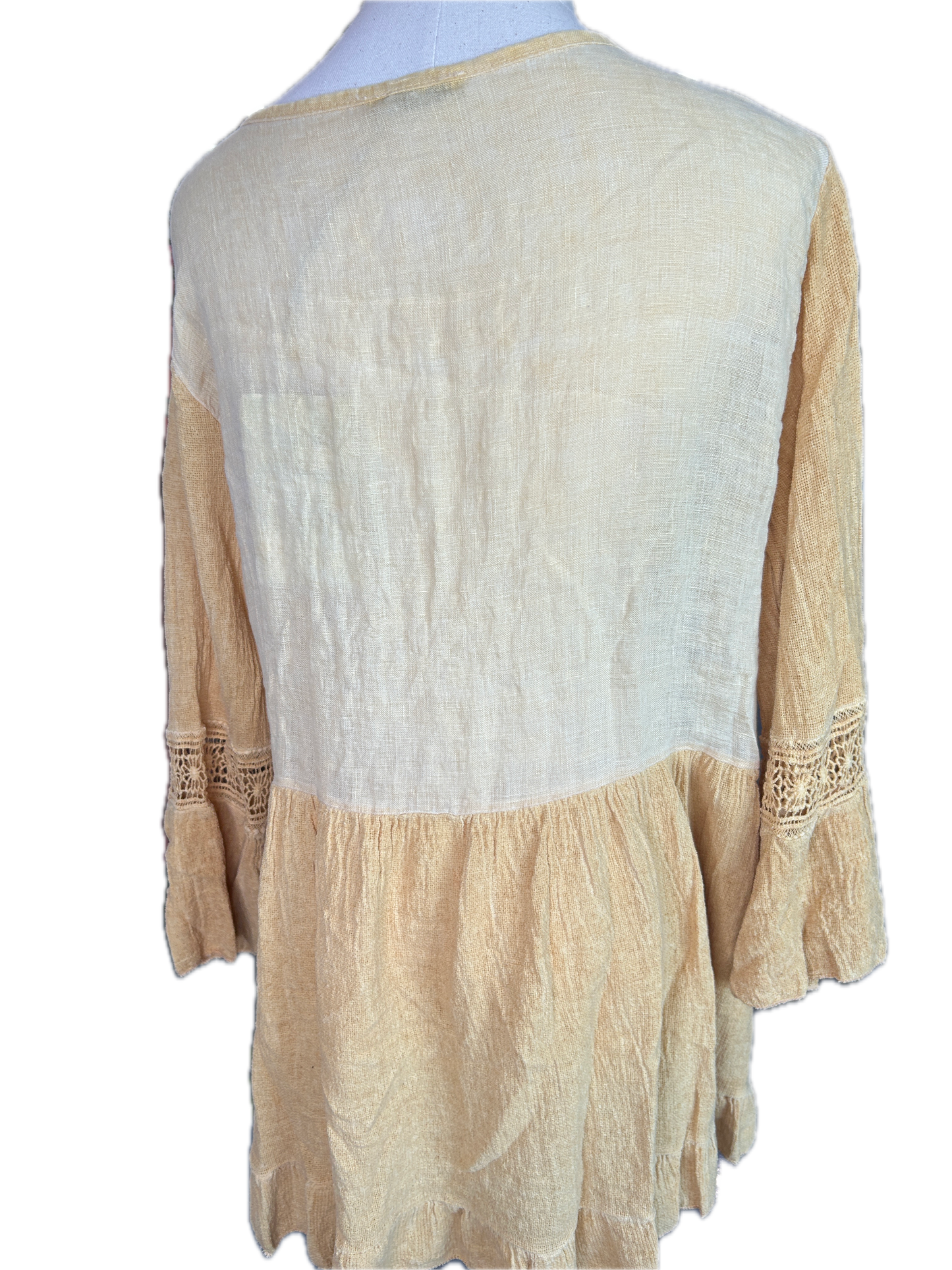 Ruffled Cotton Linen Tunic (Mustard) *Final Sale*