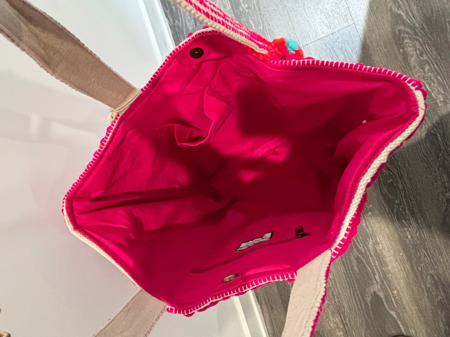 Fiesta Vibes Woven Tote – Hot Pink