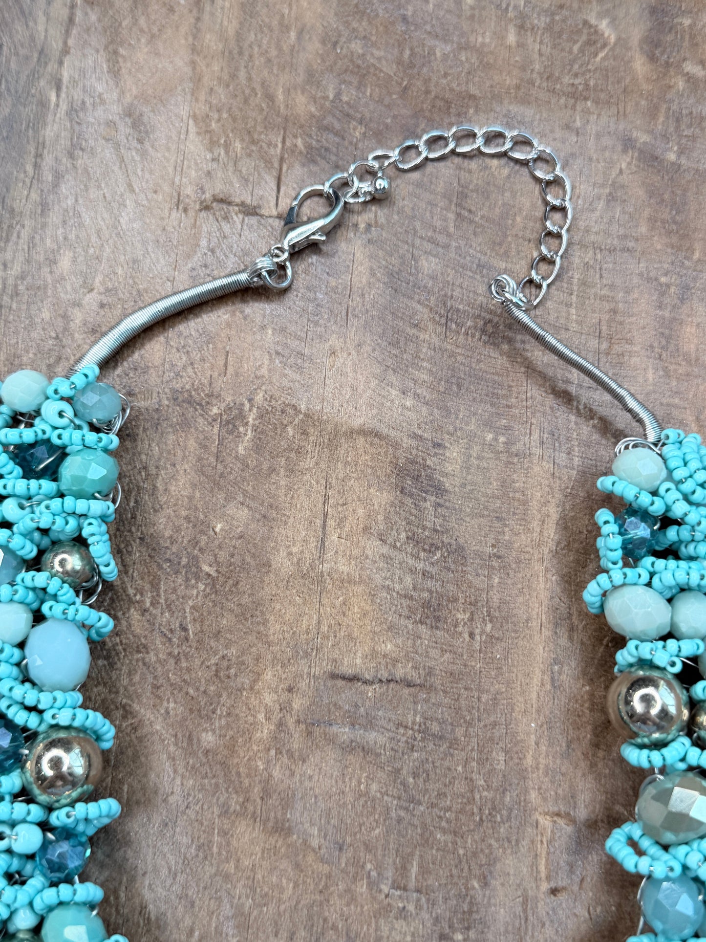 Turquoise Woven Bib Necklace