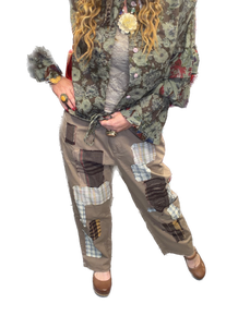 Jaded Gypsy- Traveling on Pants (Khaki Plaid)