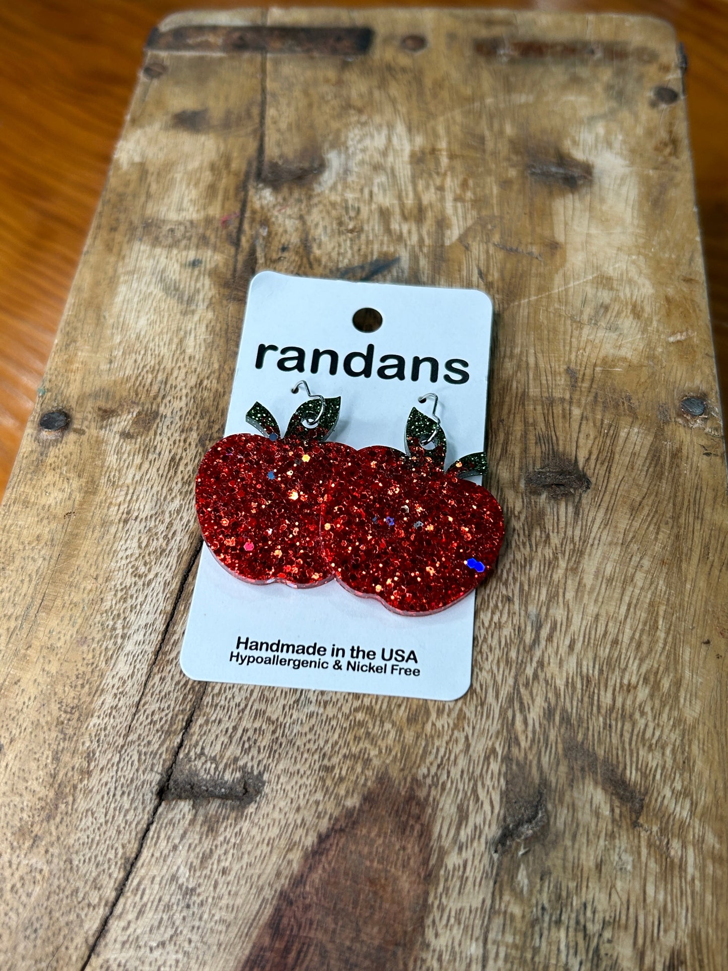 Acrylic Glitter Apple Earrings