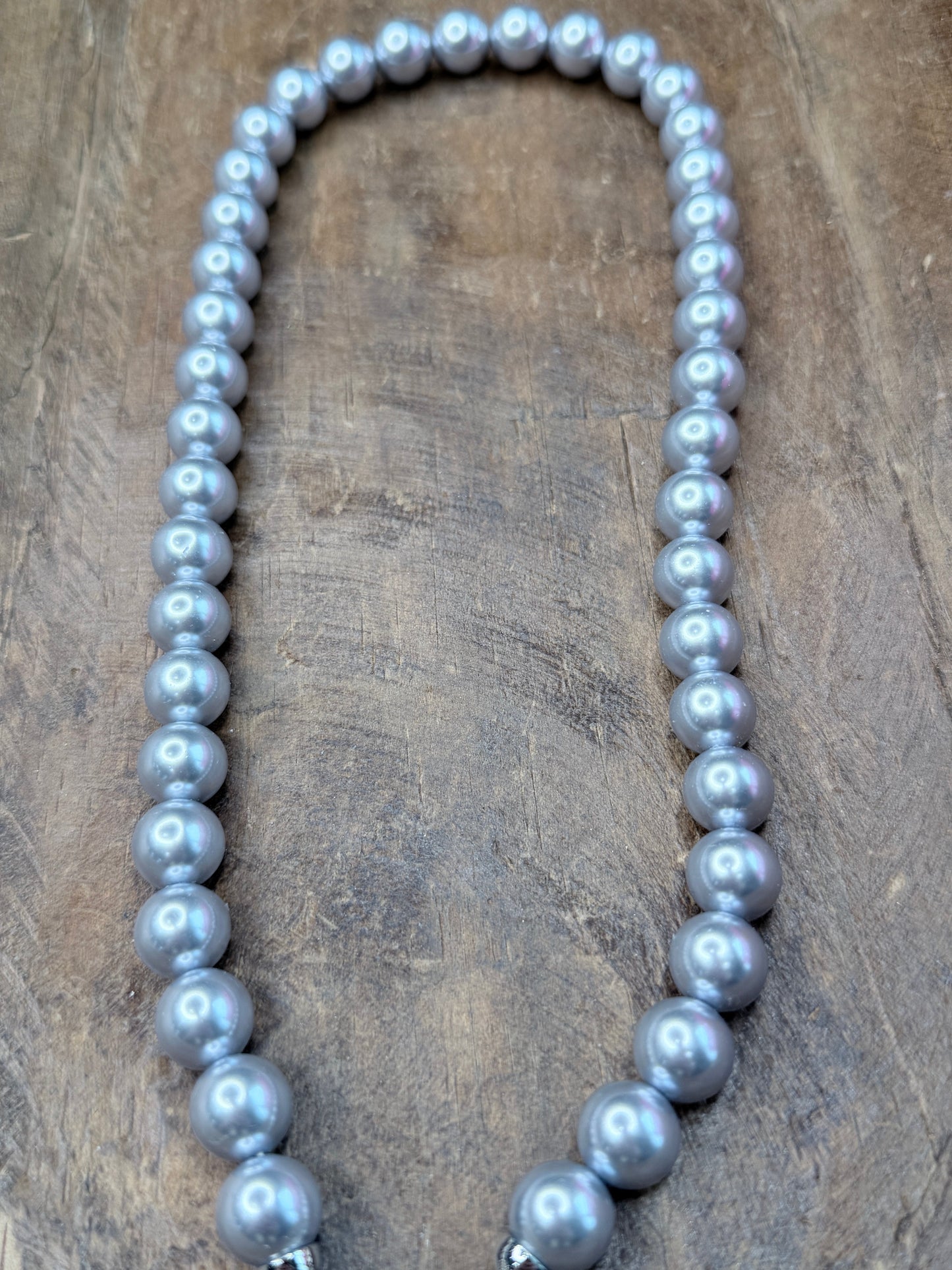 Pearl Crystal Clover Necklace (Silver)
