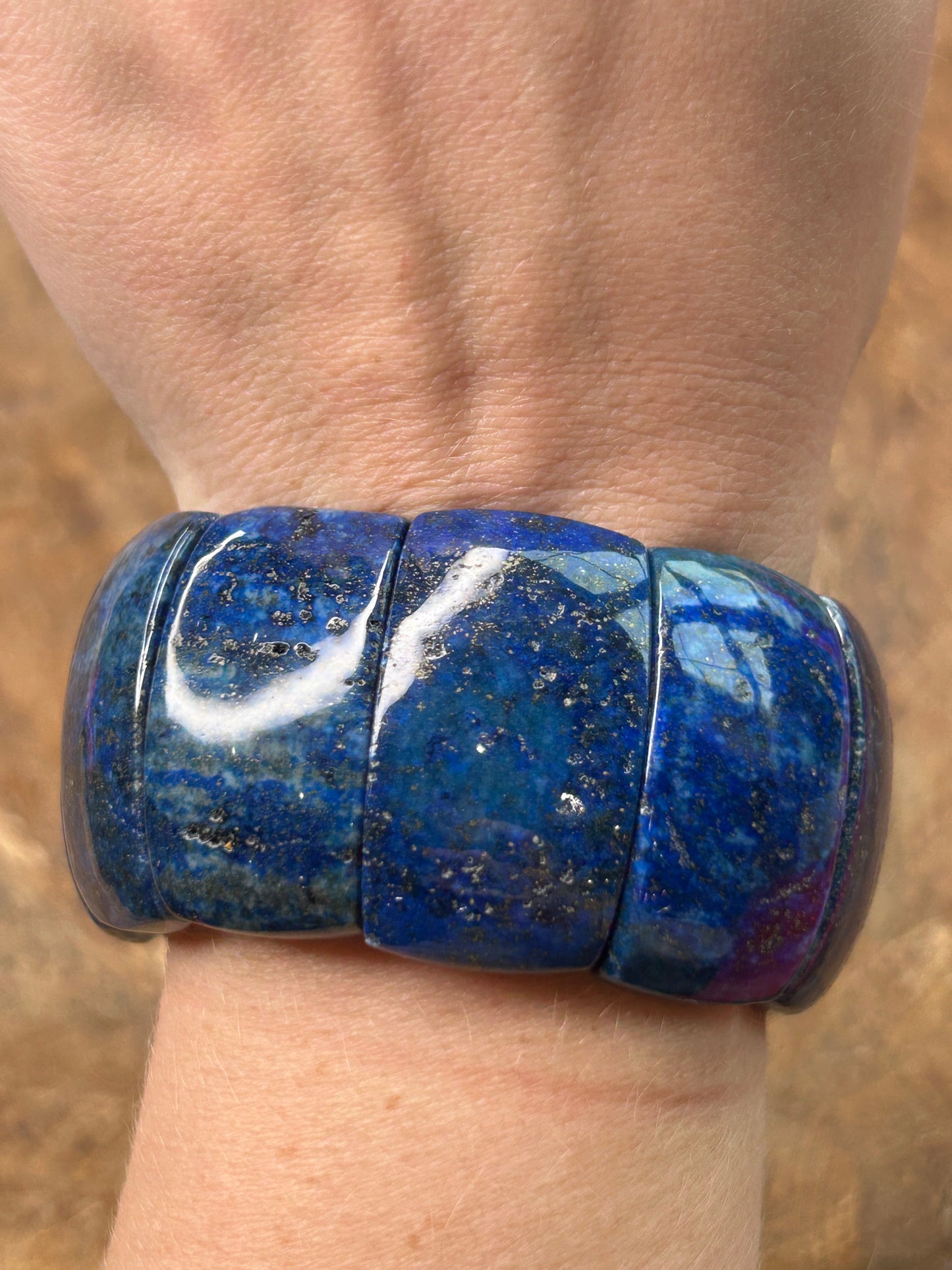 Large Natural Lapis Lazuli Stretch Bracelet