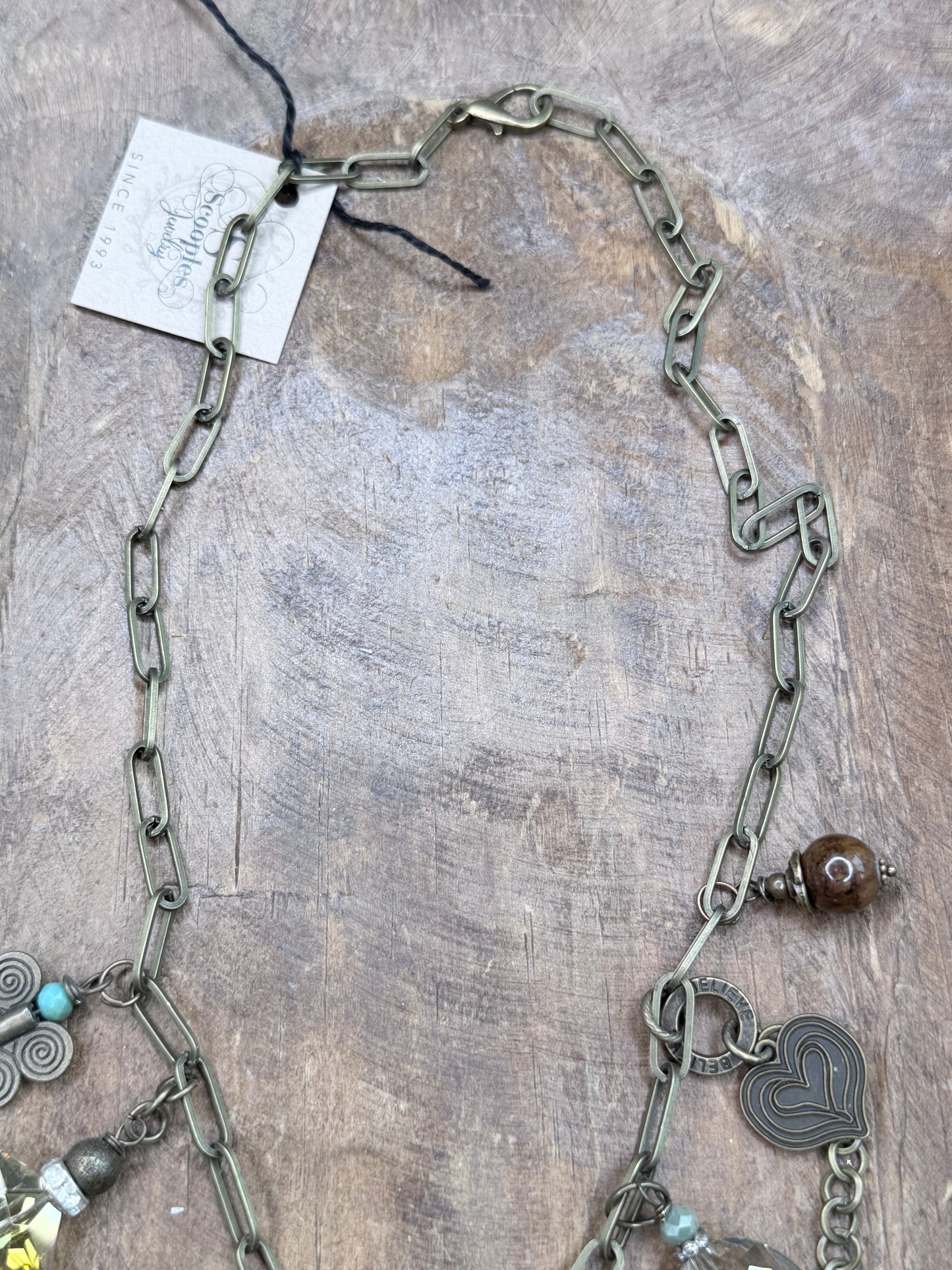 Gypsy Junk Bronzy Heart Charm Necklace
